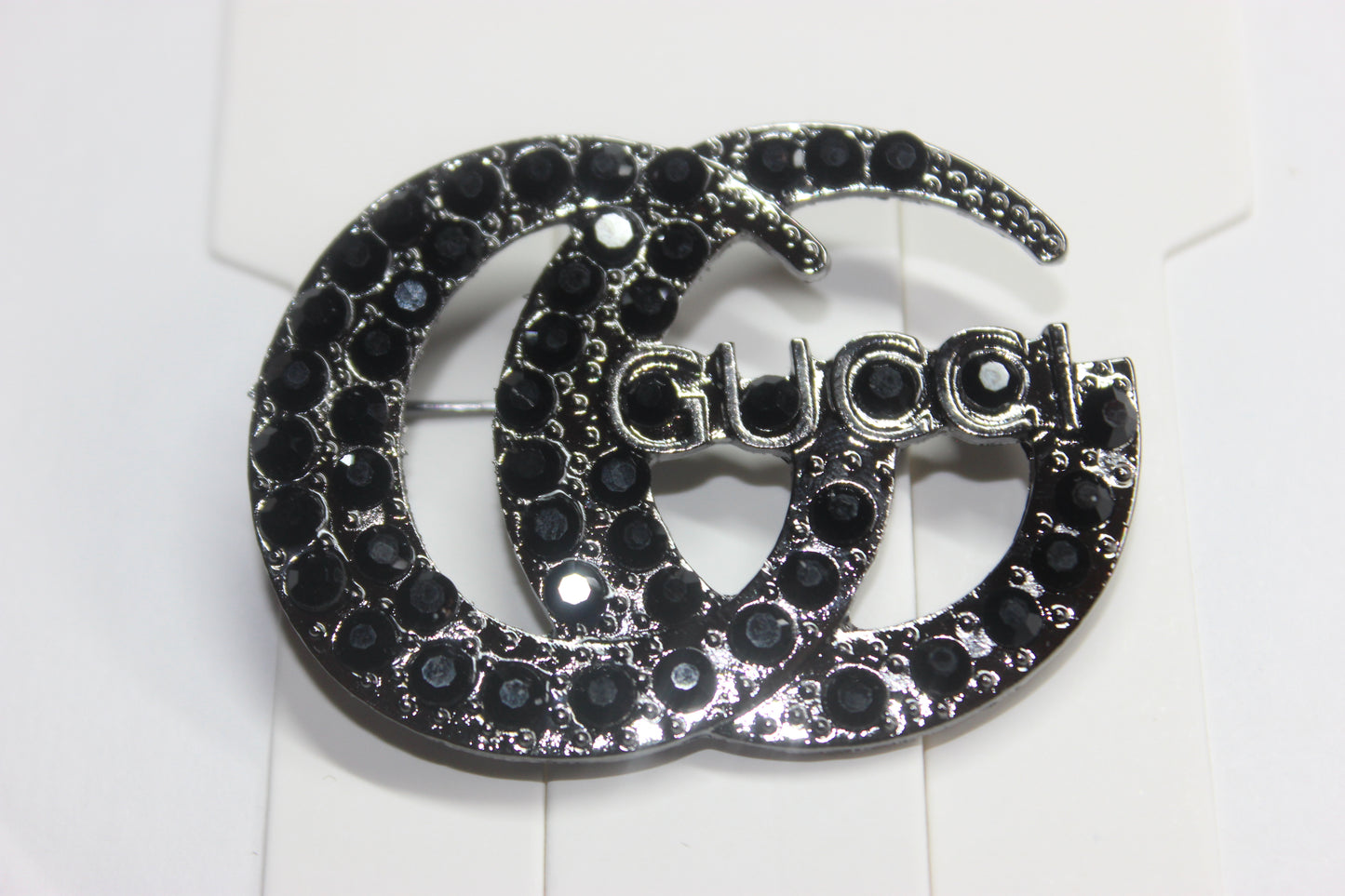 Black Rhinestone Brooch Pin