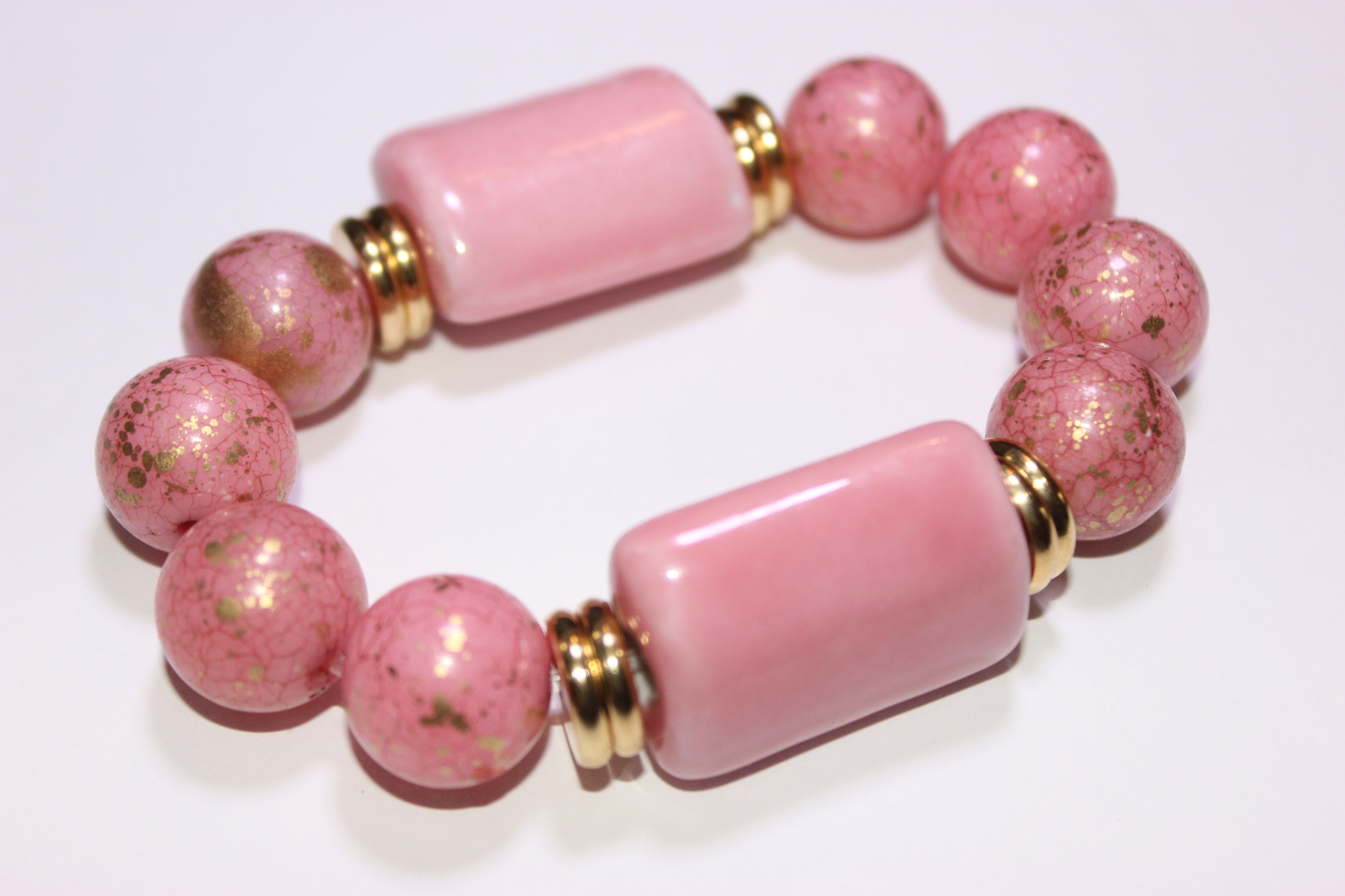 Pink & Gold Pink Paint Splash Tweet The Jeweler Exclusive Beaded Bracelet