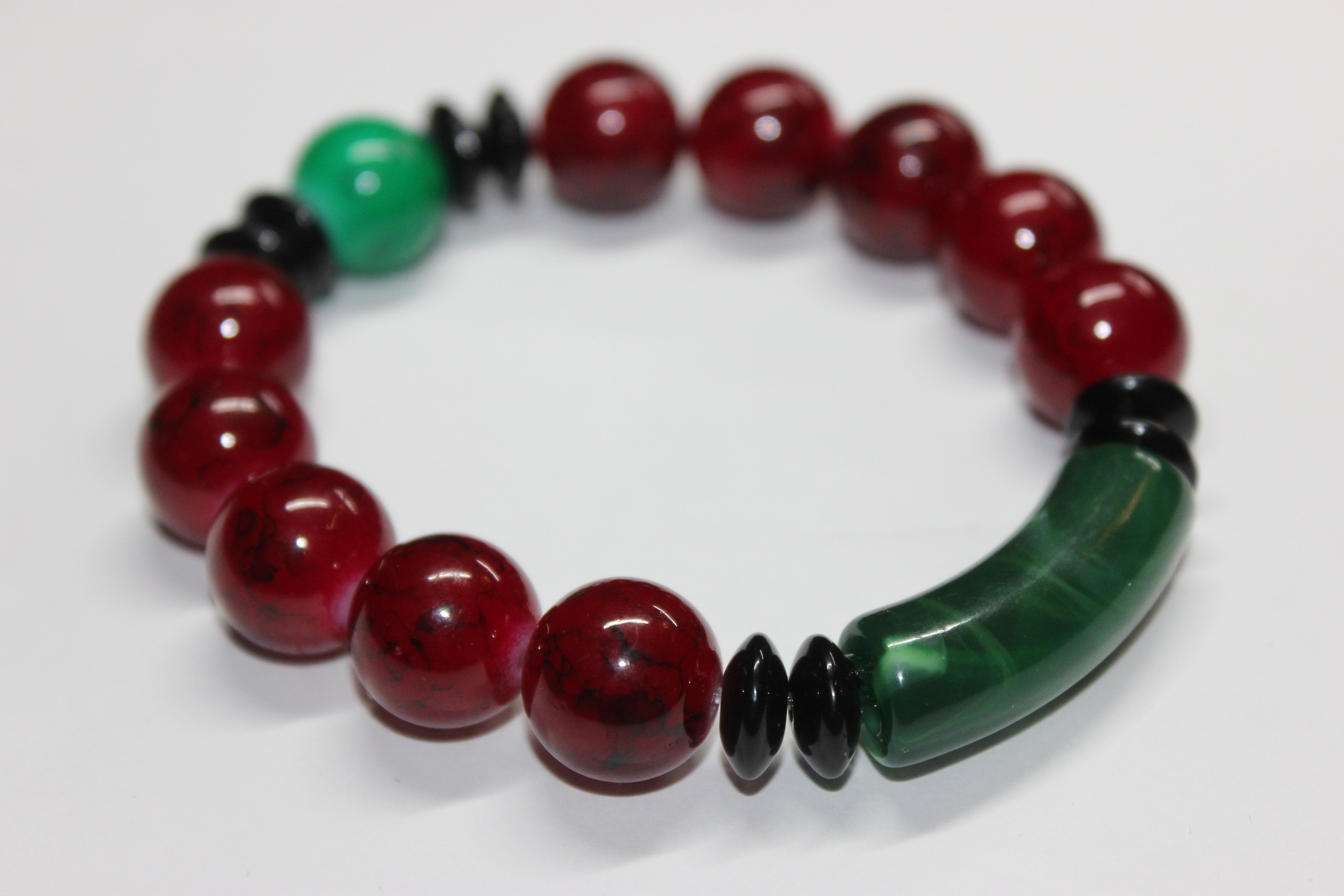 Red/Green/Black Beaded Bracelet
