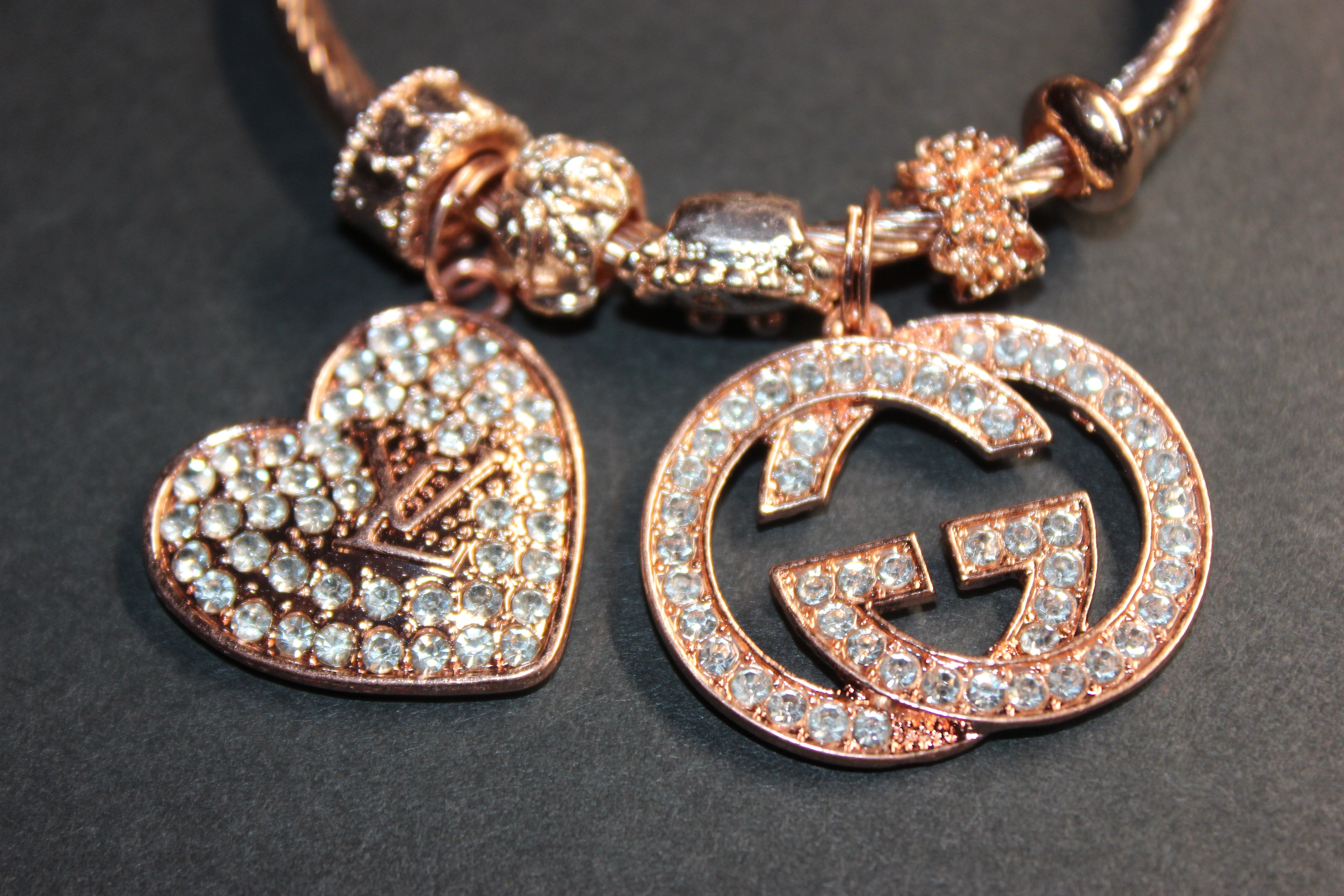 Rose Gold Charm Bangle Bracelet