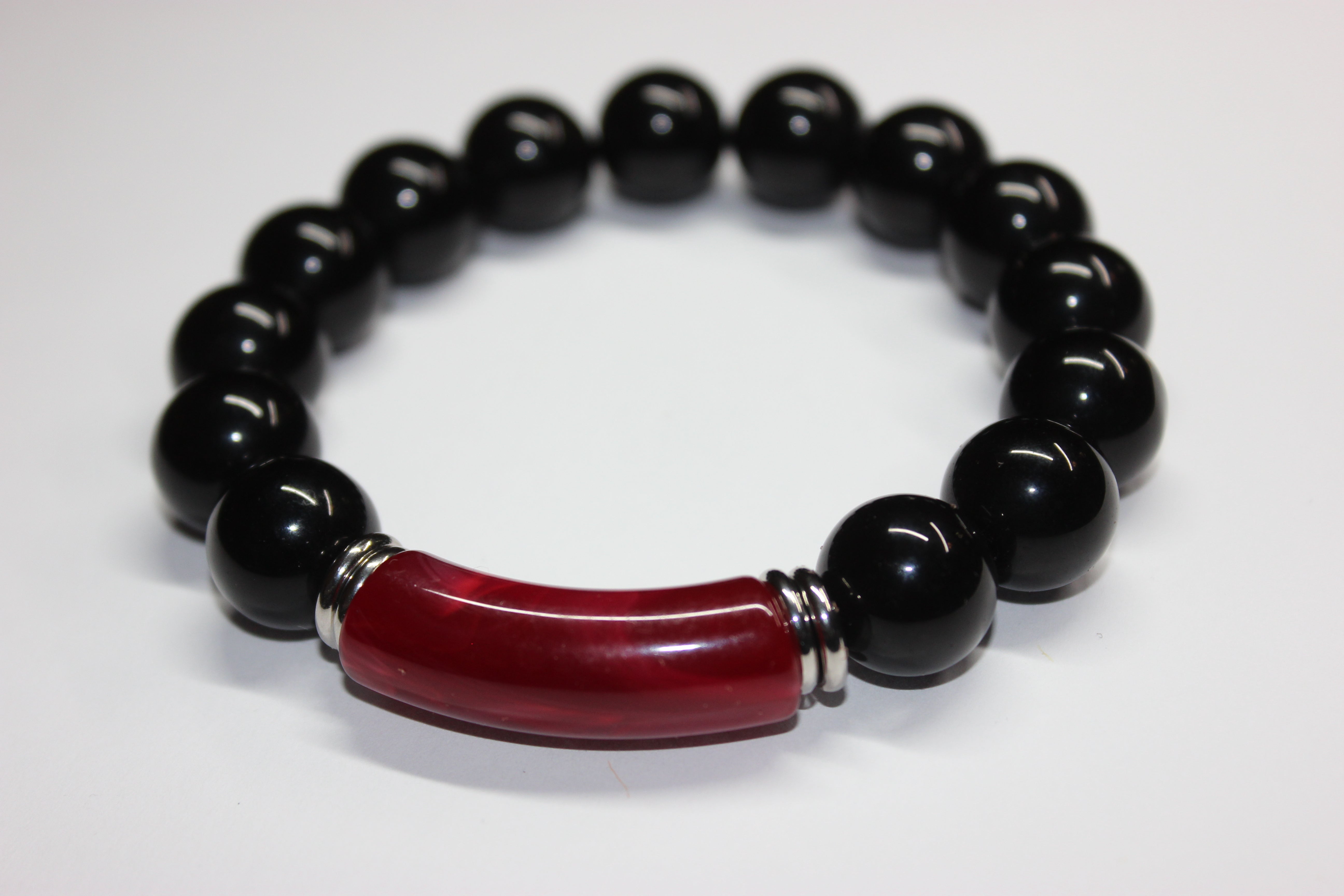 Black Cherry & Silver Beaded Bracelet