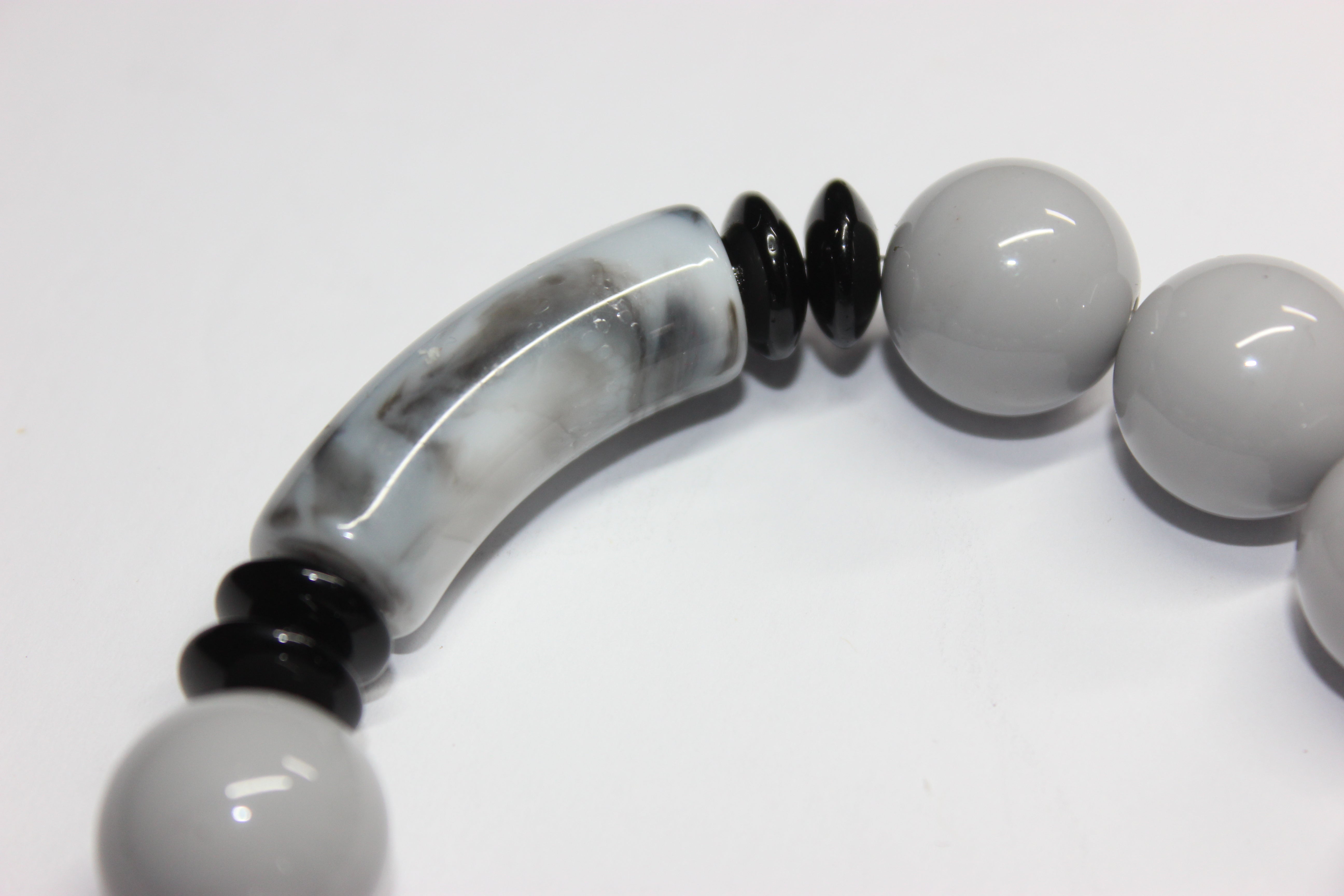 Shades Of Marble Grey & Black Beaded Bracelet