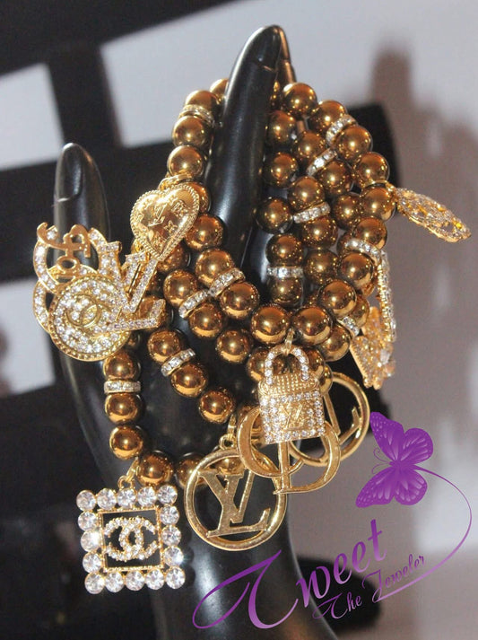 4 Piece Gold Charm Bracelet Set