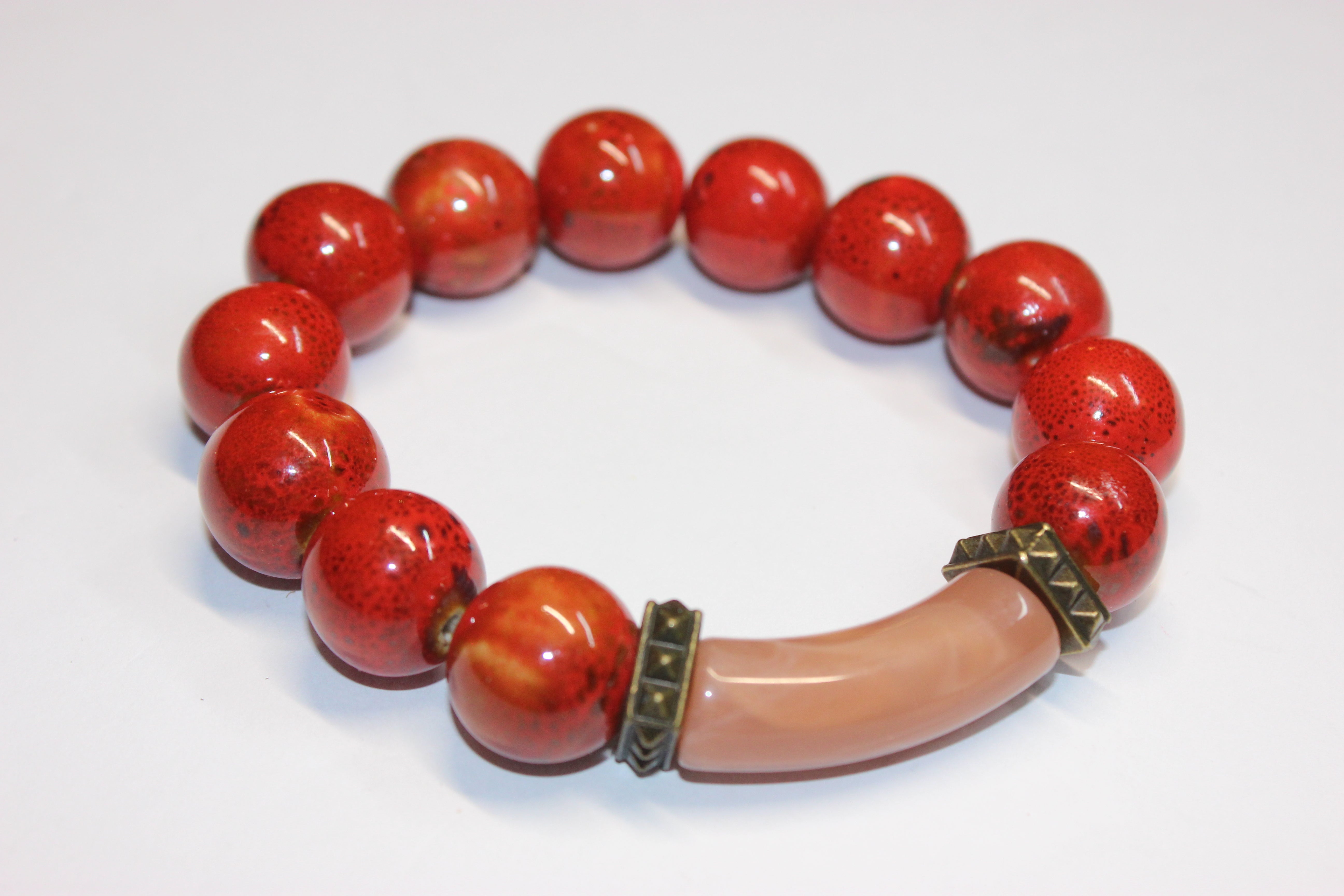 Shades Of Orange Gemstone Bracelet