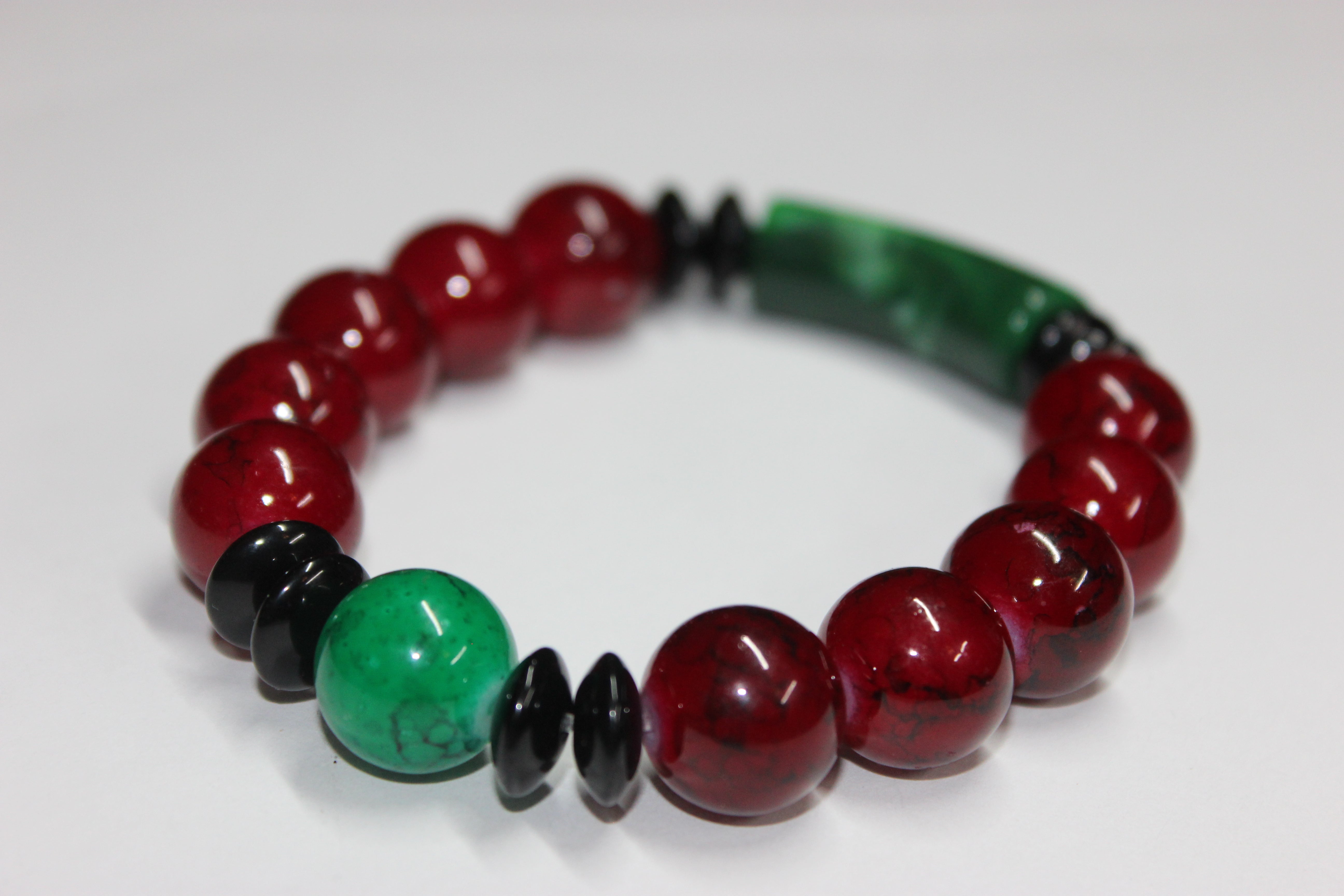 Red/Green/Black Beaded Bracelet