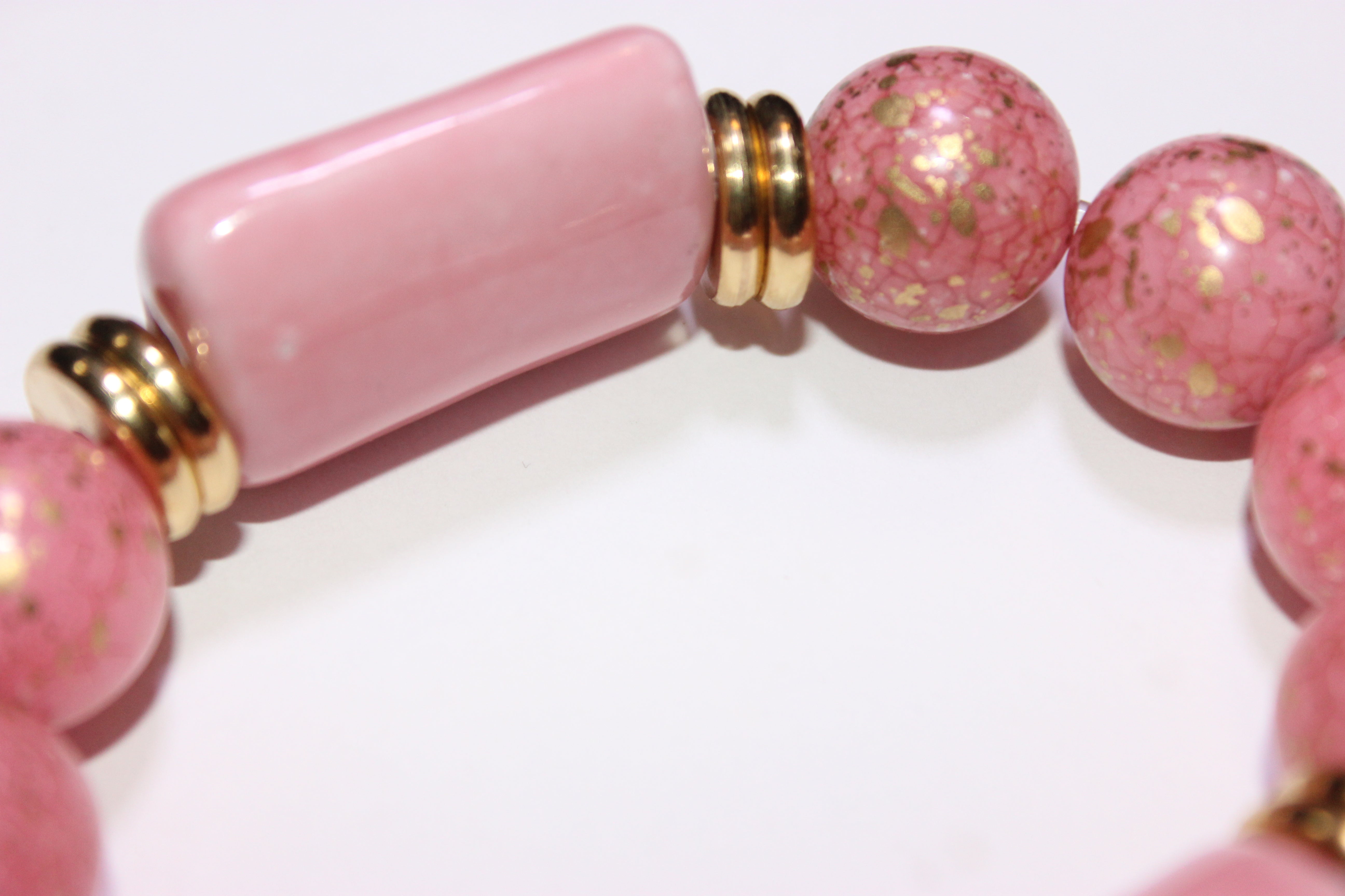 Pink & Gold Pink Paint Splash Tweet The Jeweler Exclusive Beaded Bracelet