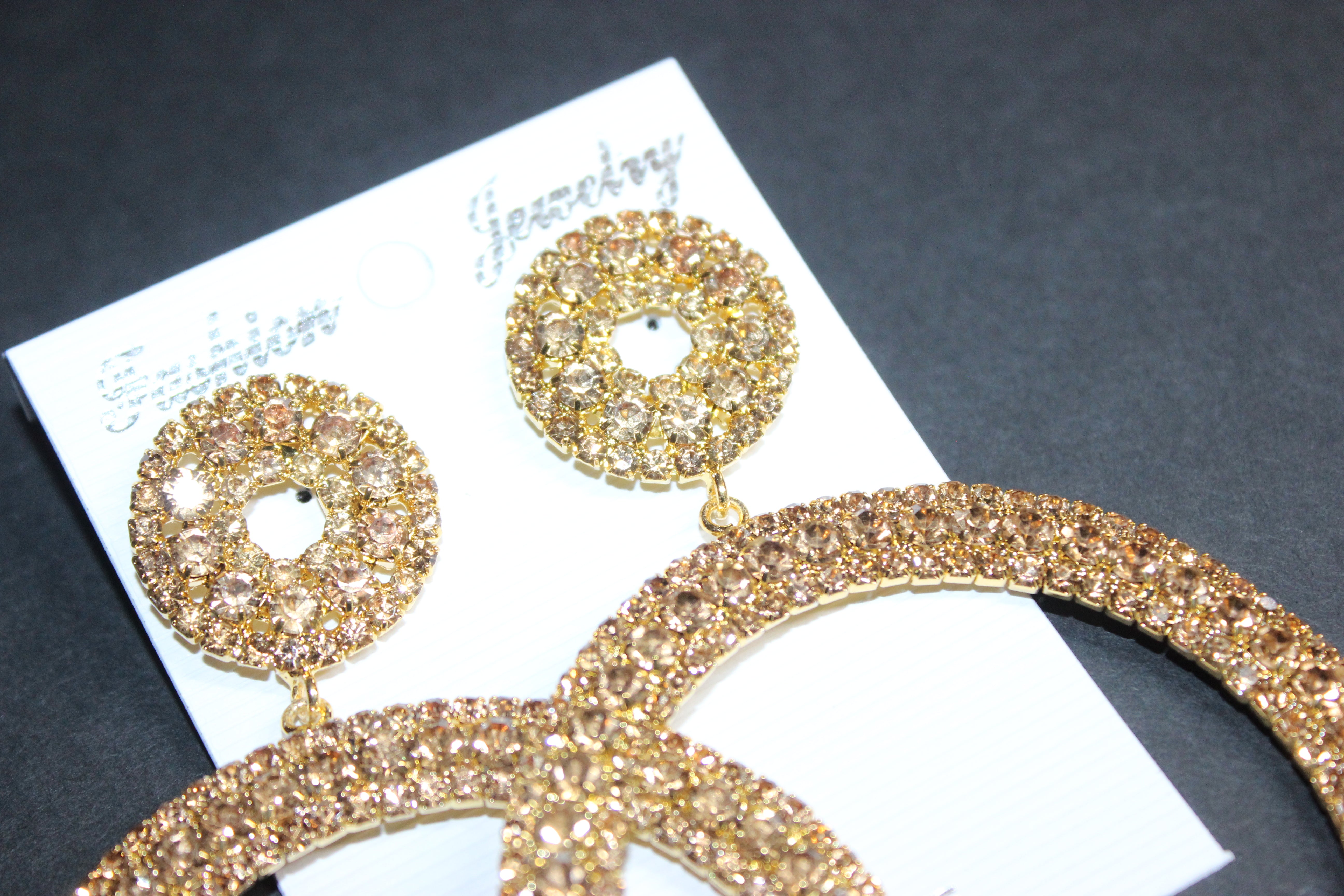 Champagne Rhinestone Hoop Earrings