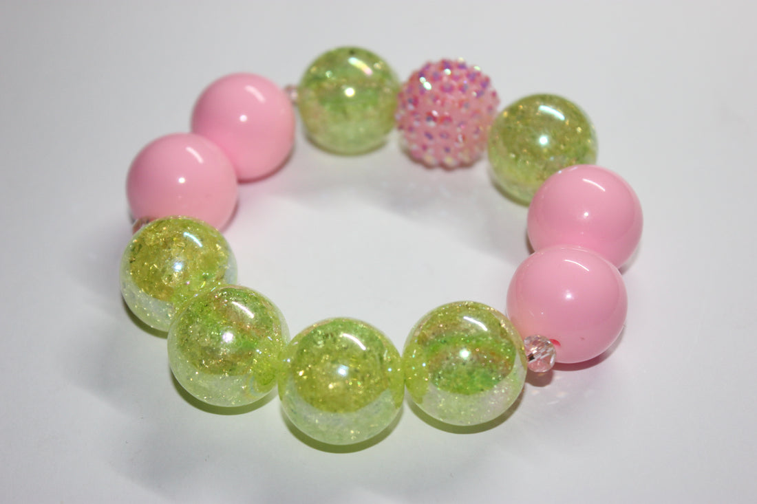 Shades Of Pink & Green Large Beaded Bracelet