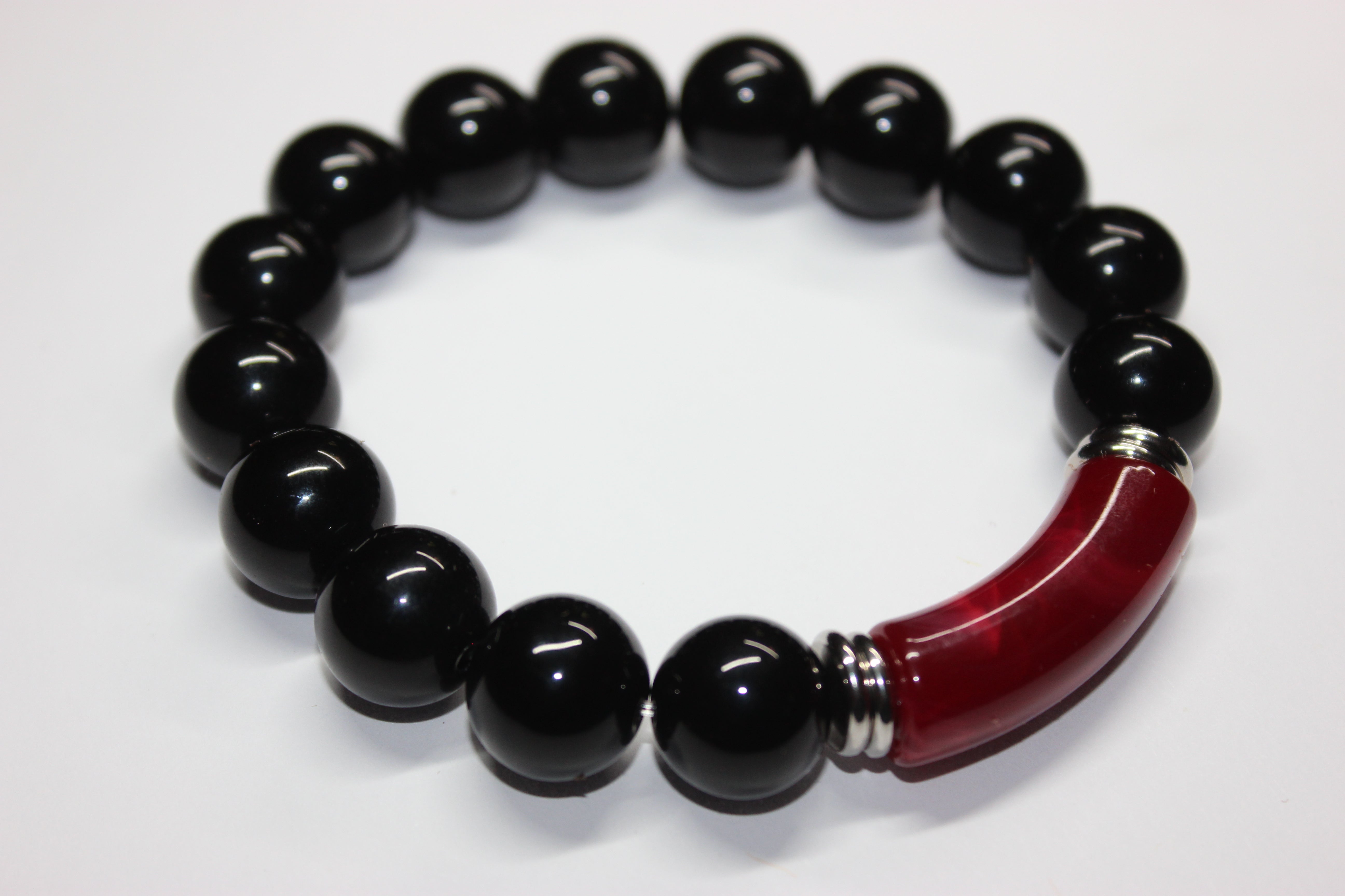Black Cherry & Silver Beaded Bracelet
