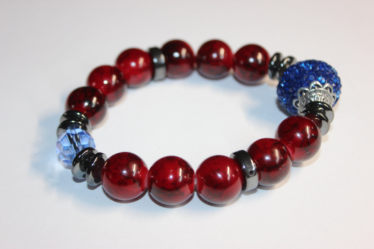 Red & Blue Beaded Bracelet