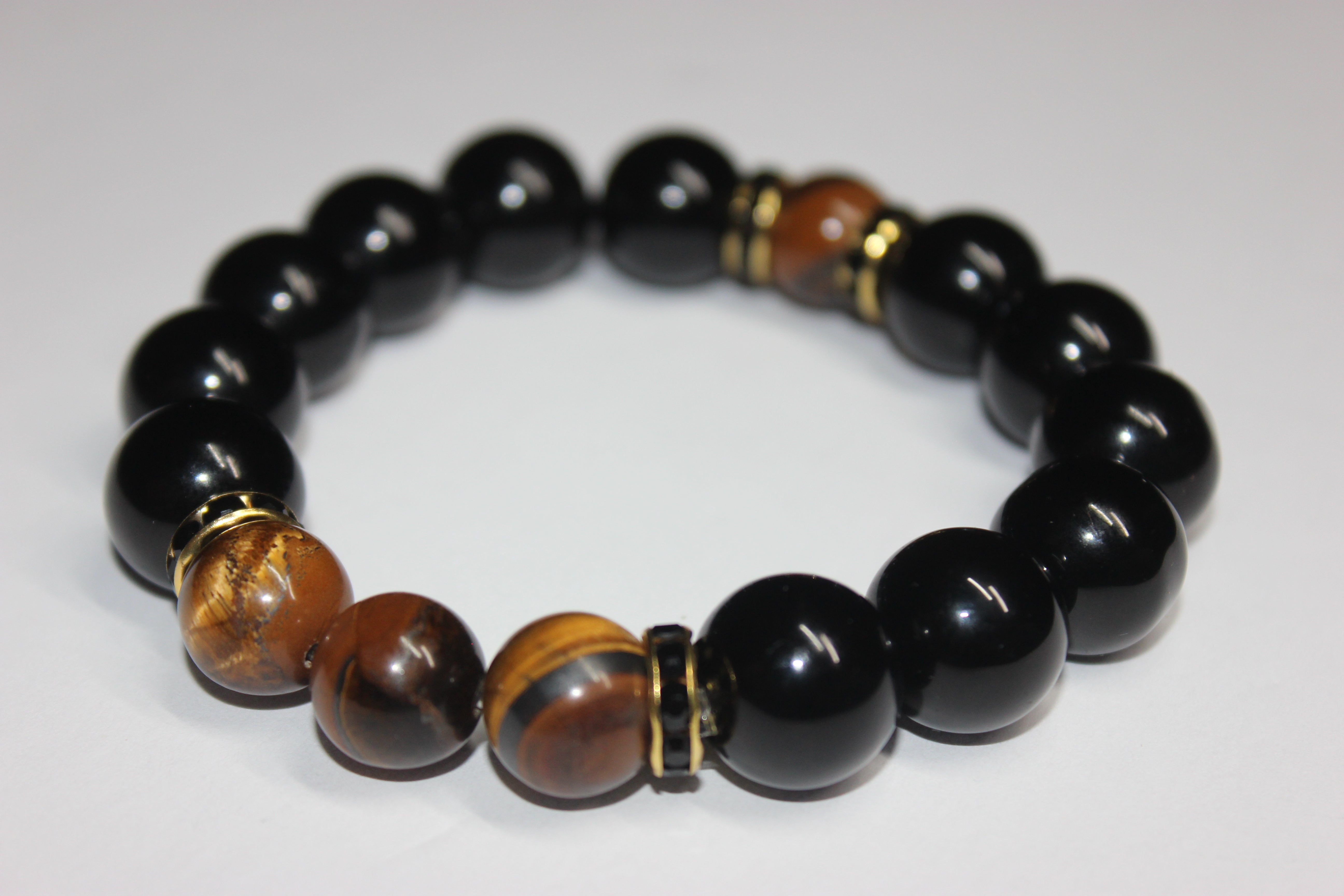 Black Brown & Gold Beaded Bracelet