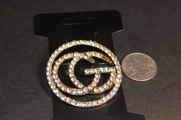 Rhinestone Gold Brooch Pin