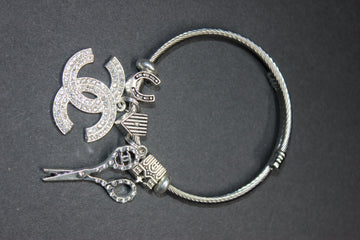 Anesidora Silver Charm Bangle Bracelet