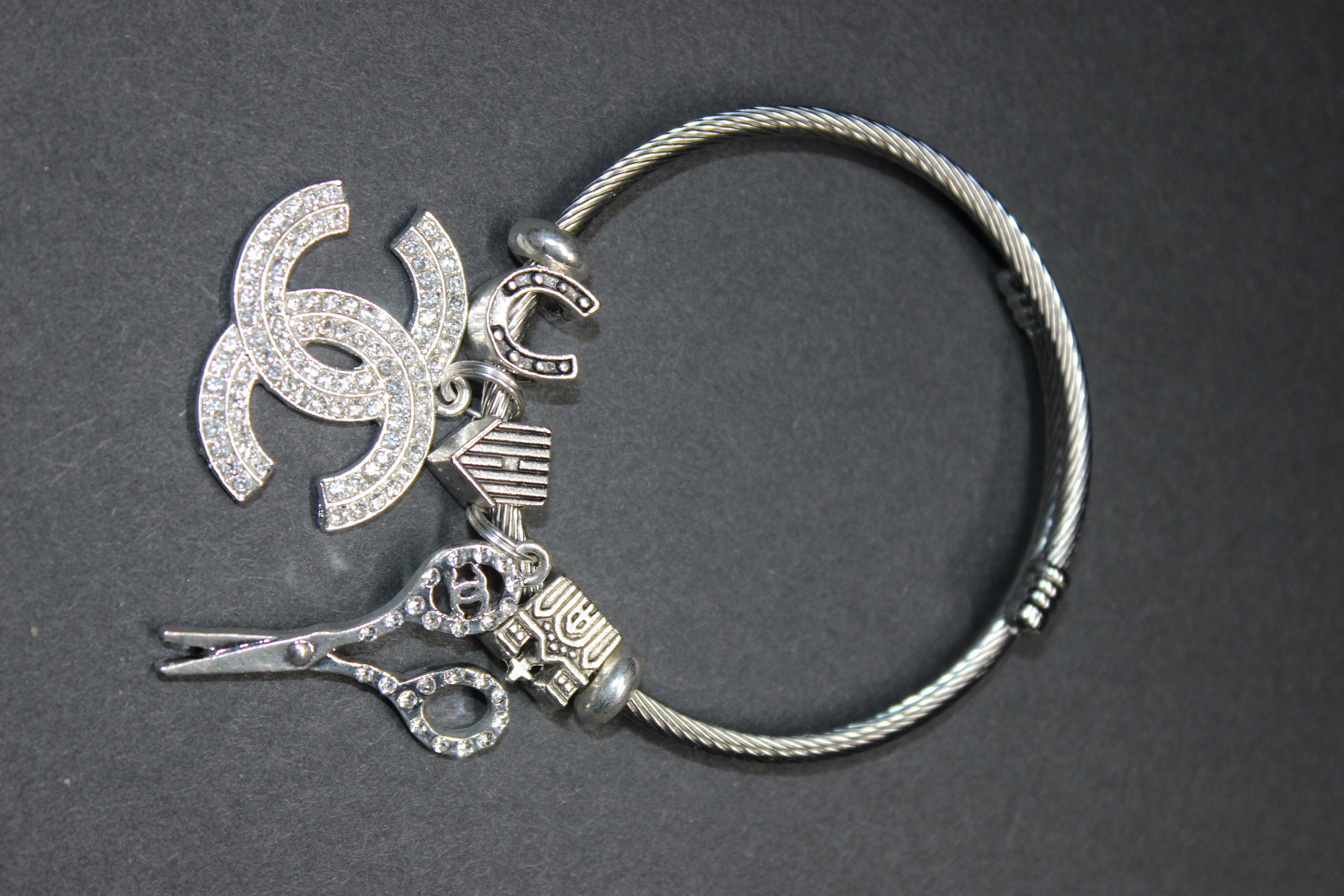 Anesidora Silver Charm Bangle Bracelet