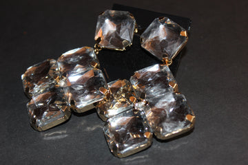 Clear Rhinestone Clip On Earrings