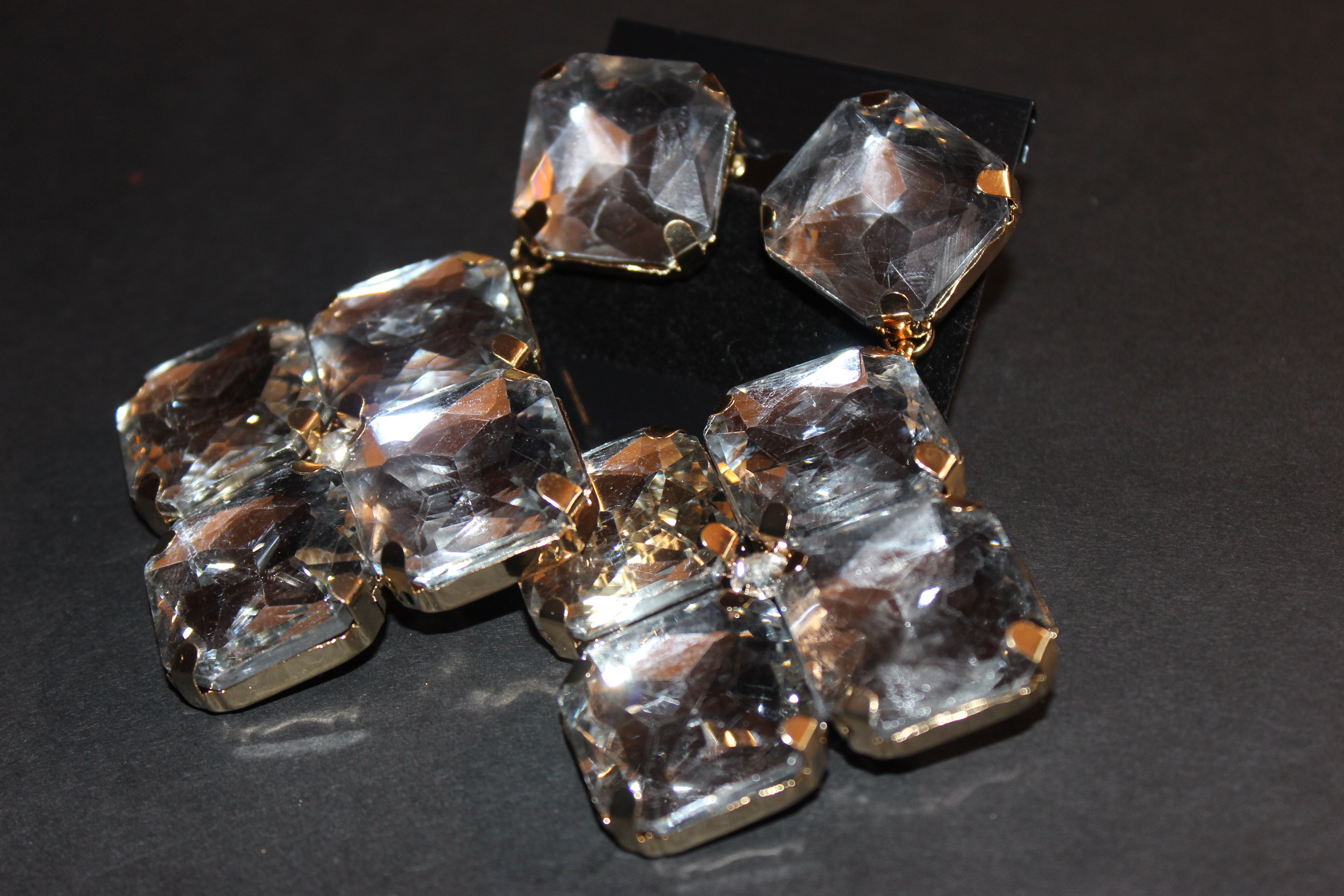 Clear Rhinestone Clip On Earrings