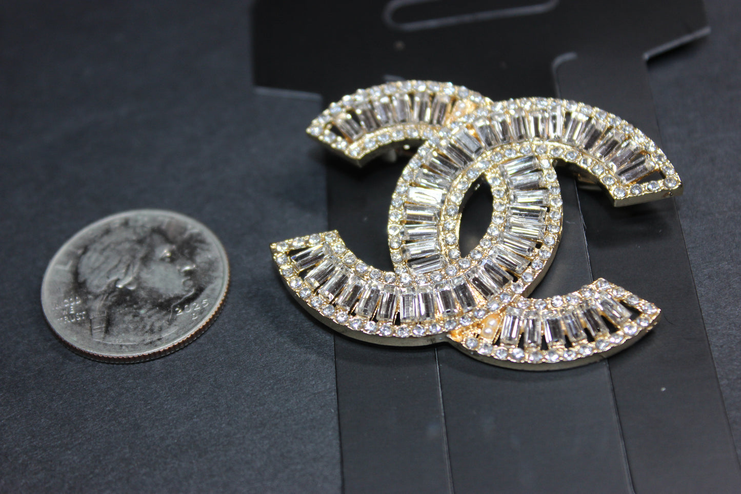 Gold & Rhinestone Brooch Pin