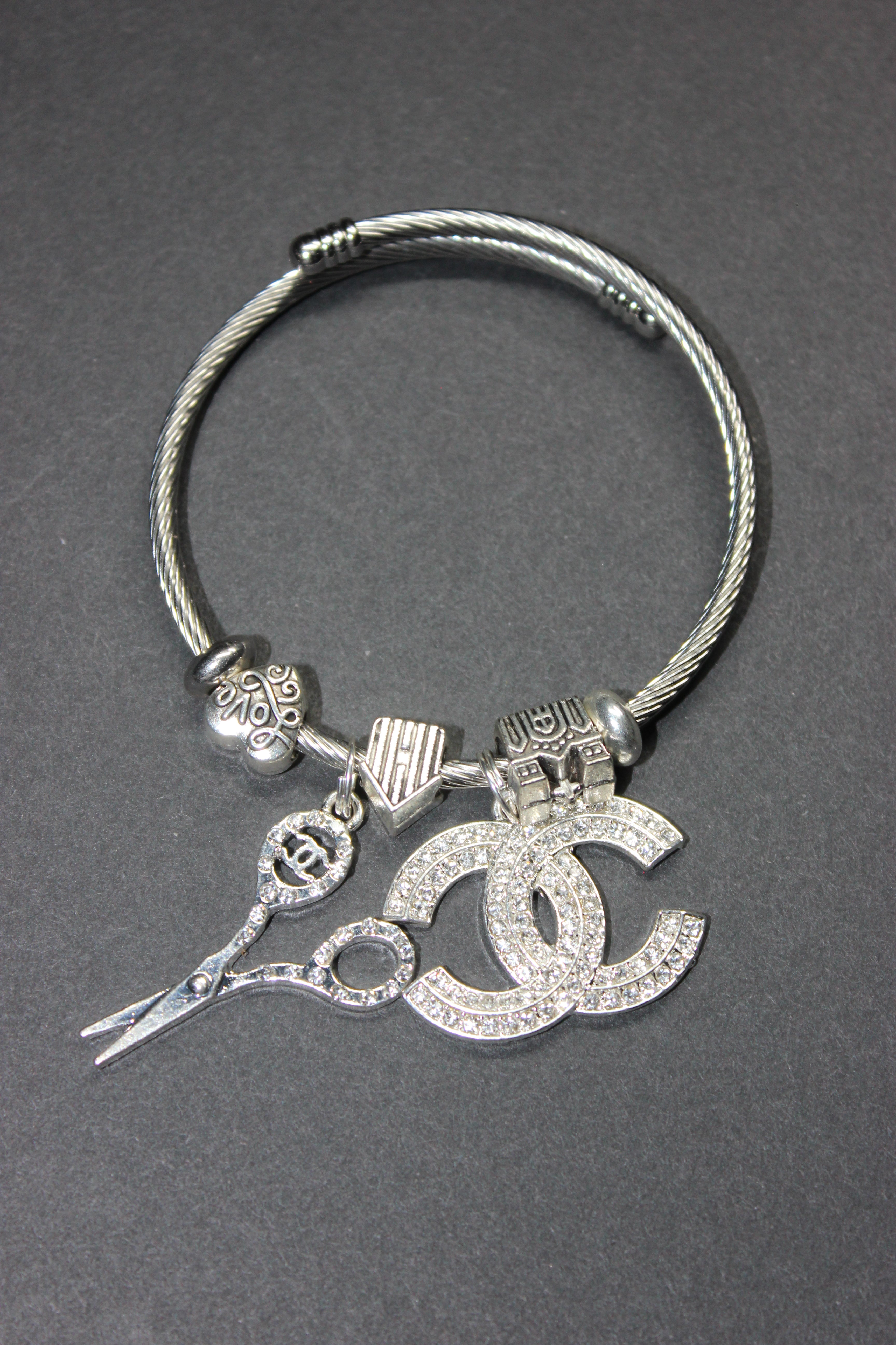Anesidora Silver Charm Bangle Bracelet