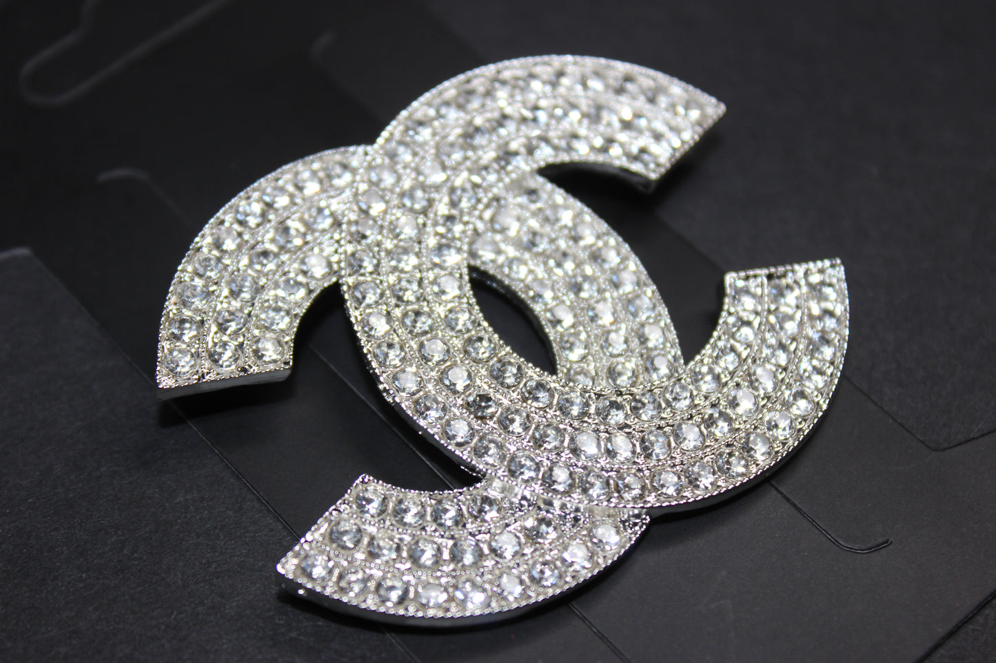 Large Silver Rhinestone Brooch Pin