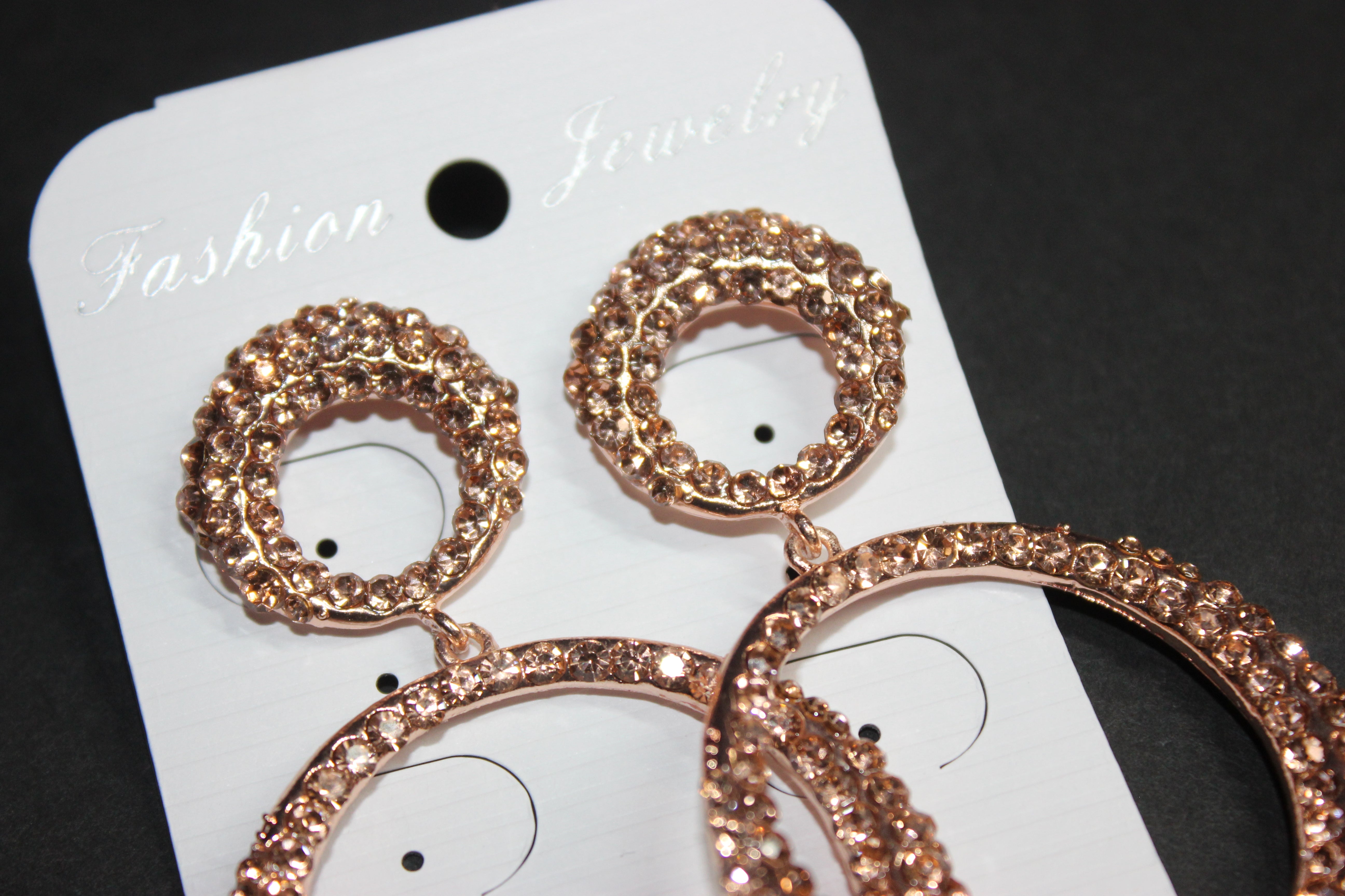 Rose Gold Rhinestone Hoop Earrings