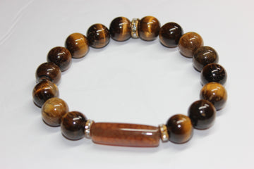 10mm Brown & Gold Tiger Eye Beaded Bracelet