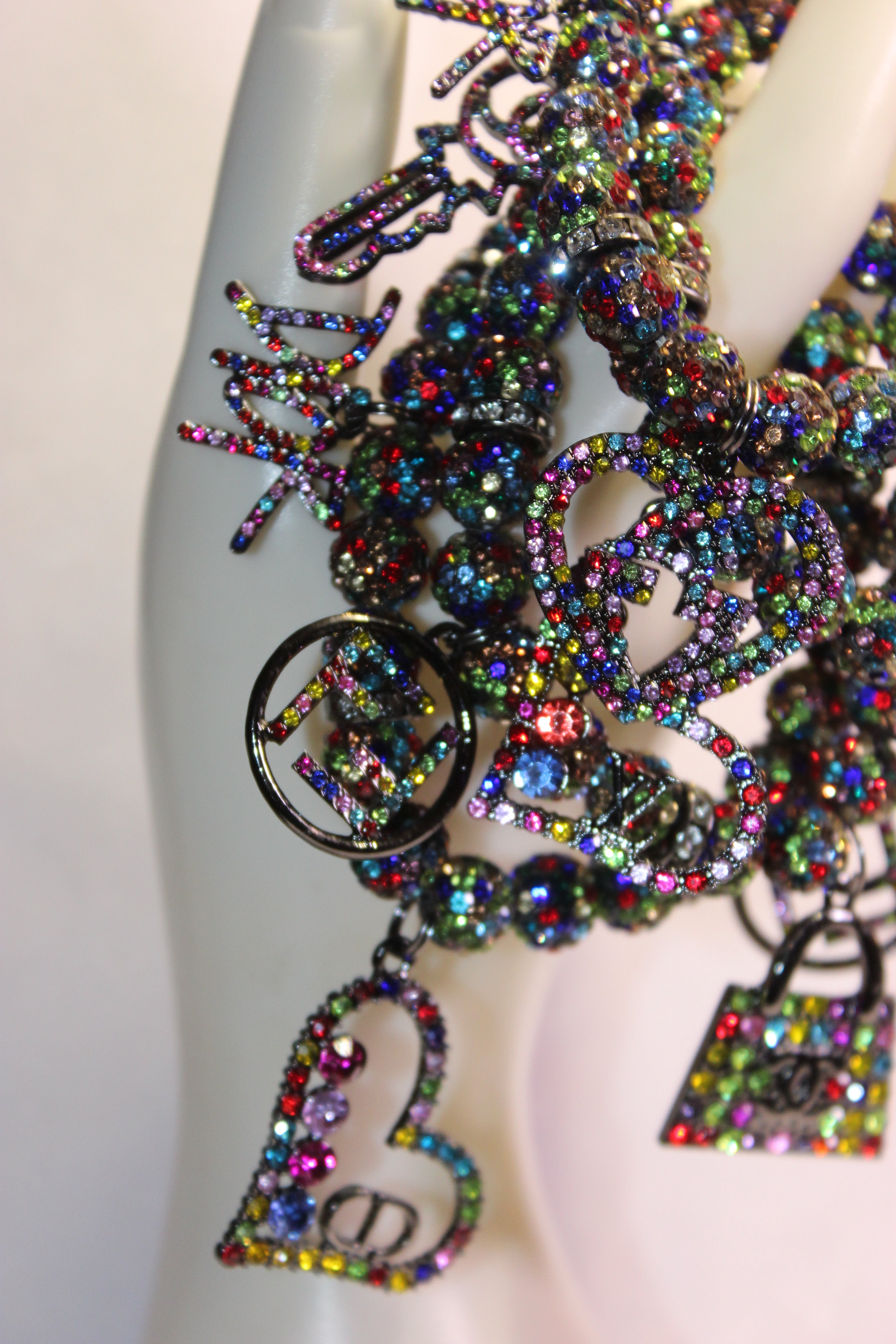 4 Piece Multicolored Rhinestone Charm Bracelet Set