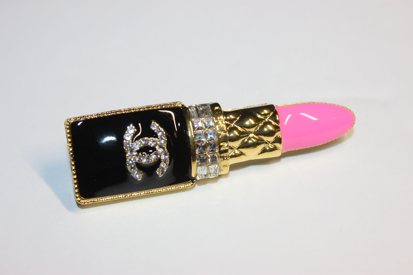 Pink Black & Gold Brooch Pin