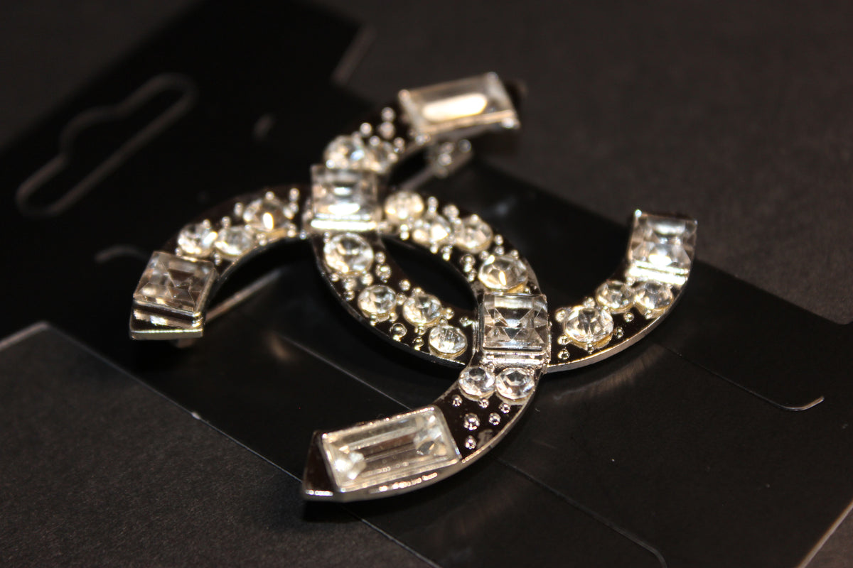 Rhinestone & Silver Brooch Pin