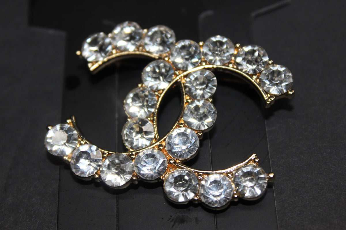 Gold & Rhinestone Brooch Pin