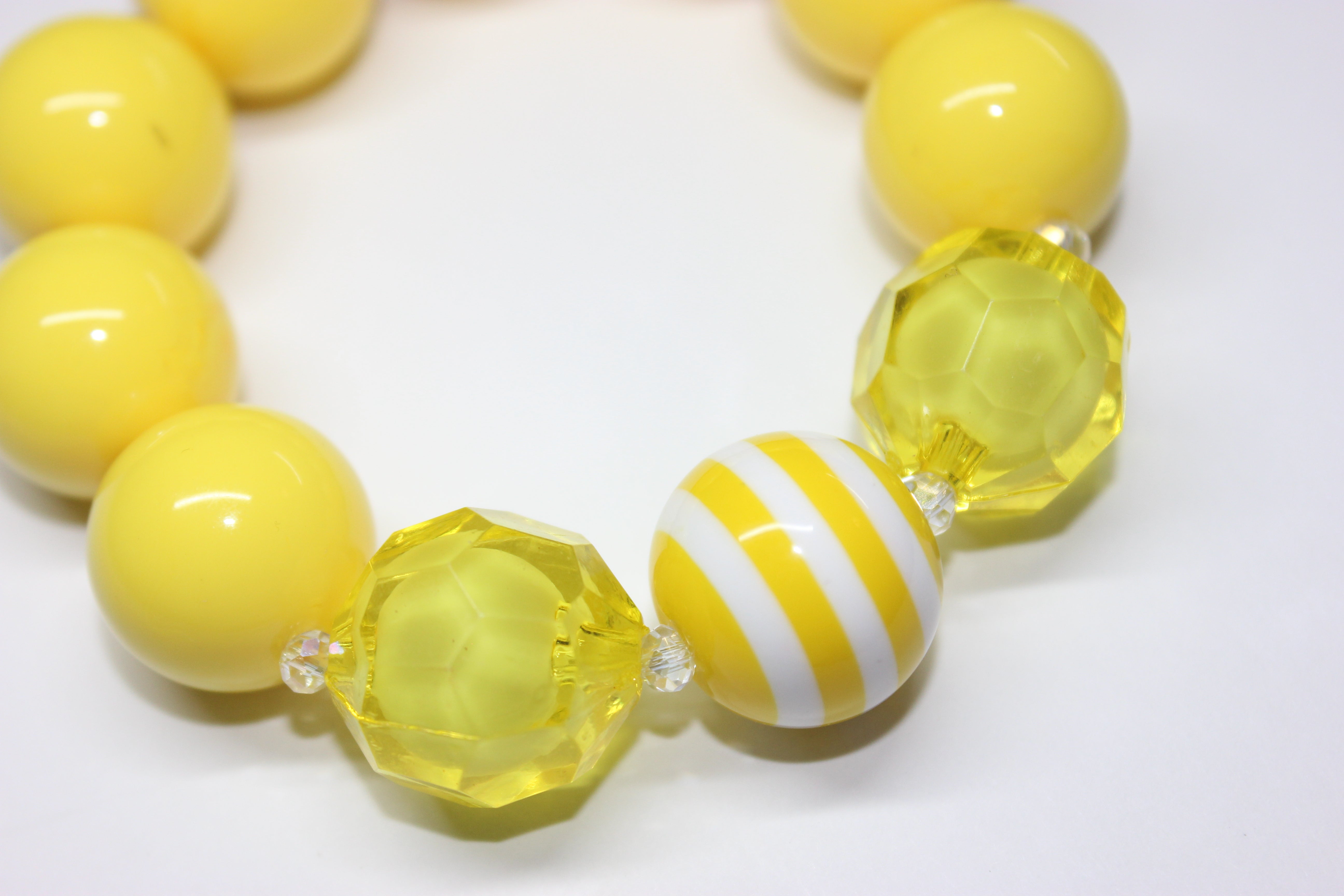 Yellow & White Large Beaded Bracelet
