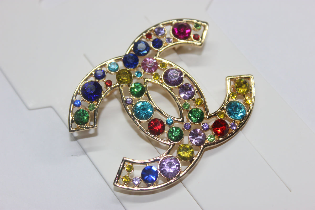 Multicolored Gold Brooch Pin