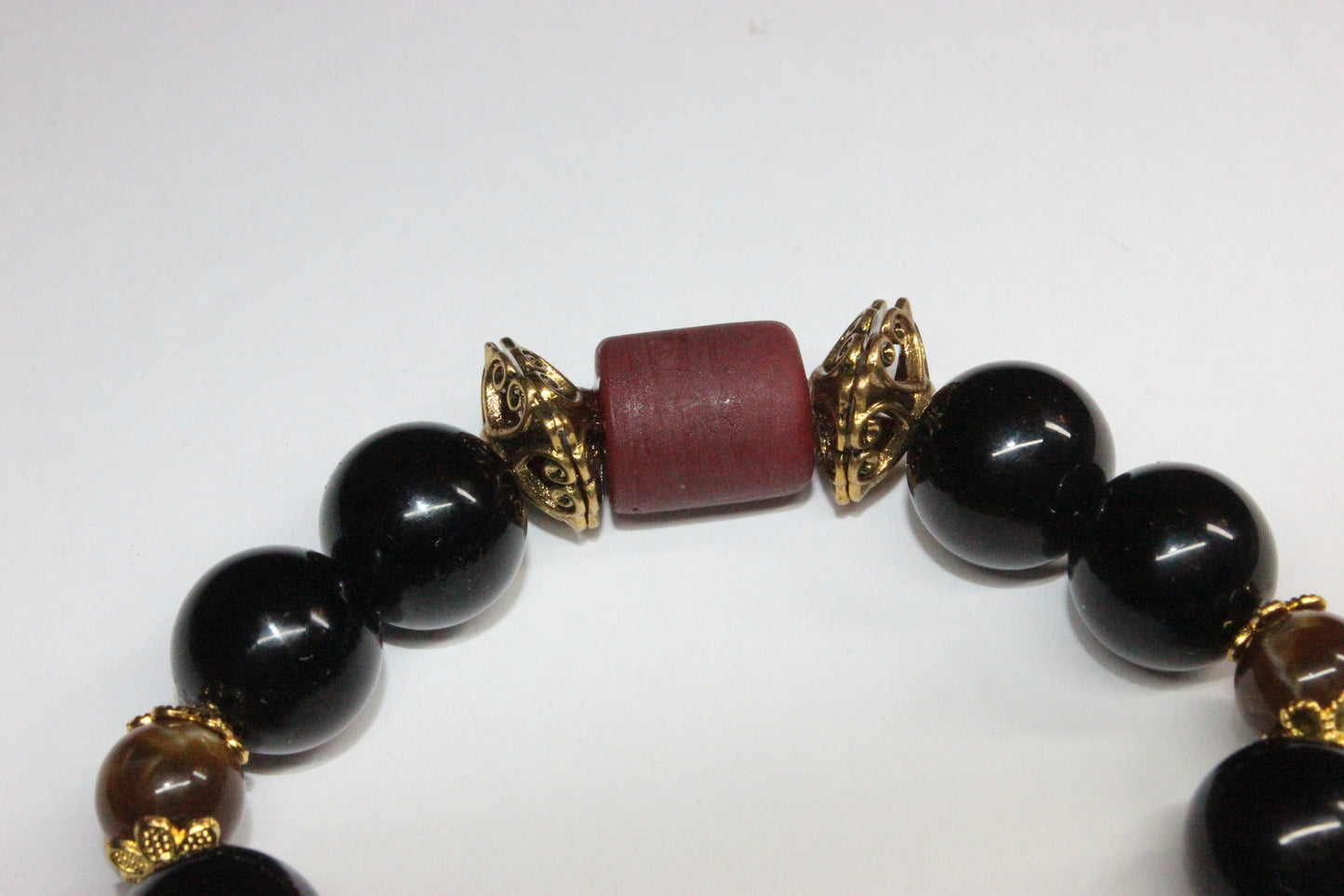 Black & Gold With Tiger Eye Gemstones Bracelet