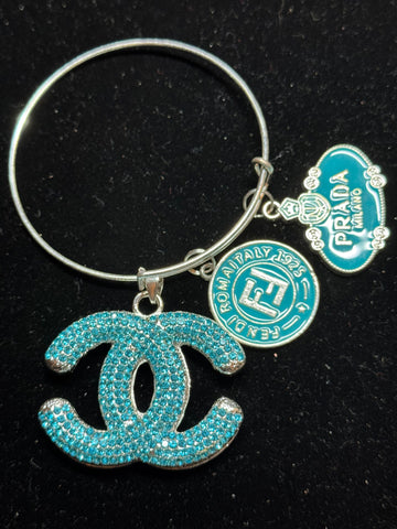 Aquamarine/Turquoise Charm Bangle