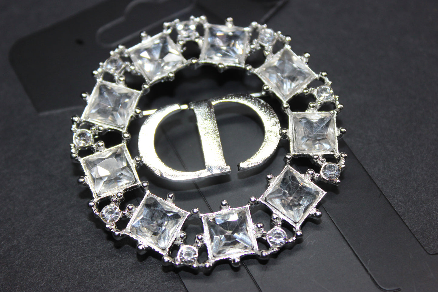 Rhinestone Silver & Clear Brooch Pin