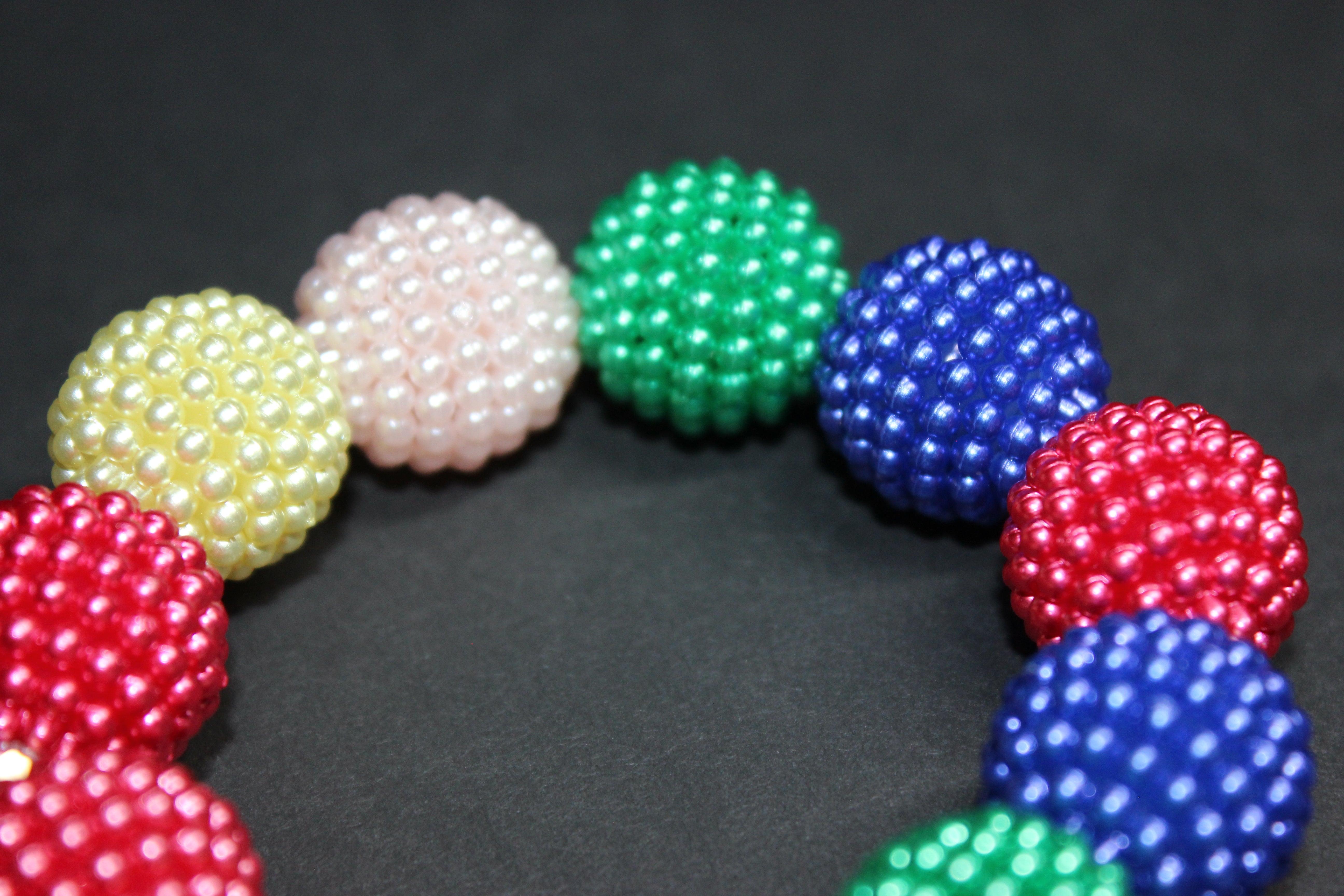 Multicolored Large Pearl Beaded Bracelet