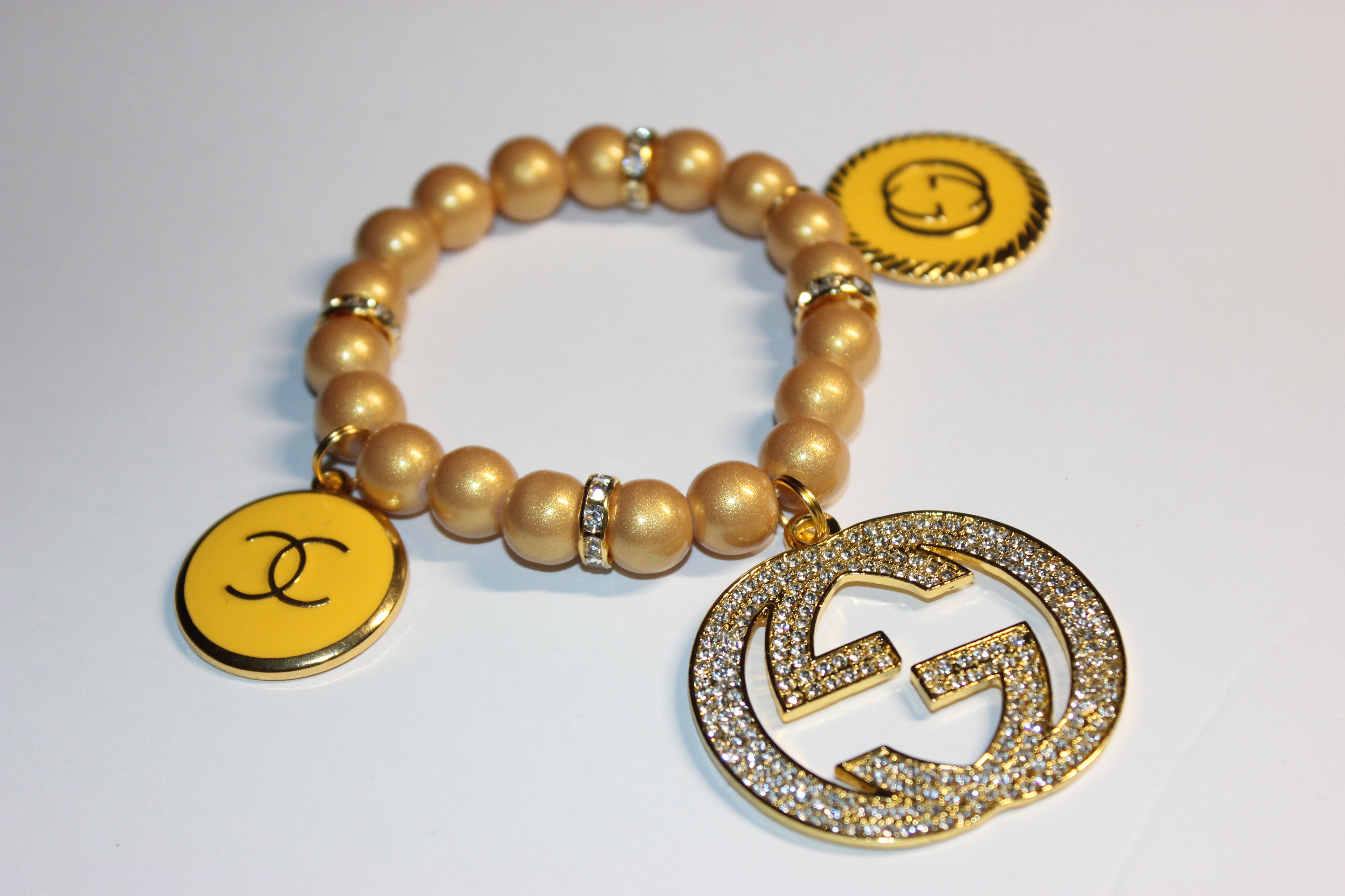 Mustard & Gold Charm Bracelet (1)