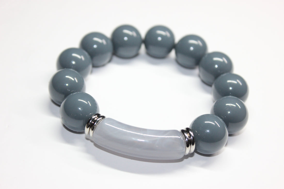Shades Of Gray & Silver Beaded Bracelet