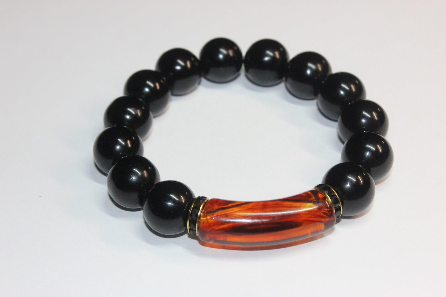 Black & Topaz/Gold Beaded Bracelet