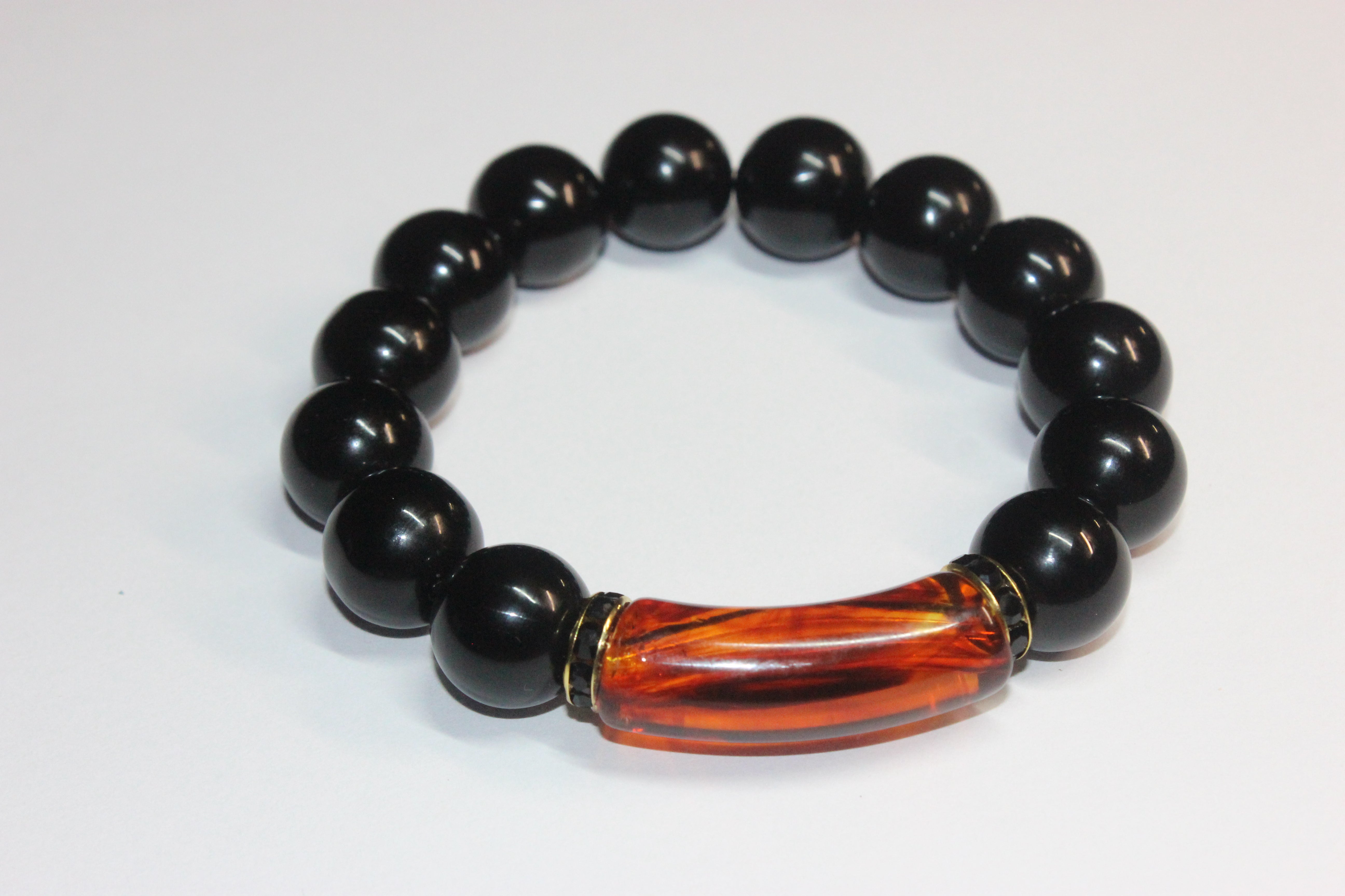 Black & Topaz/Gold Beaded Bracelet