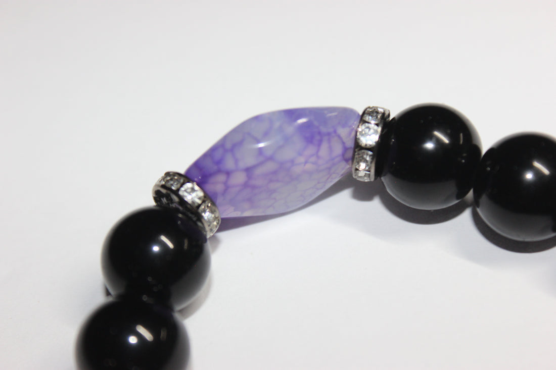 Black & Purple Beaded Bracelet