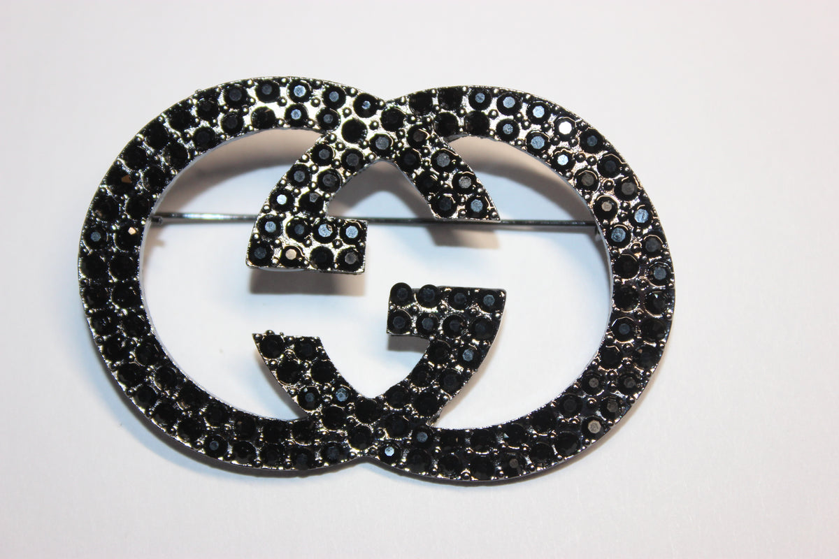 Black Rhinestone Brooch Pin