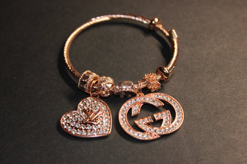 Rose Gold Charm Bangle Bracelet