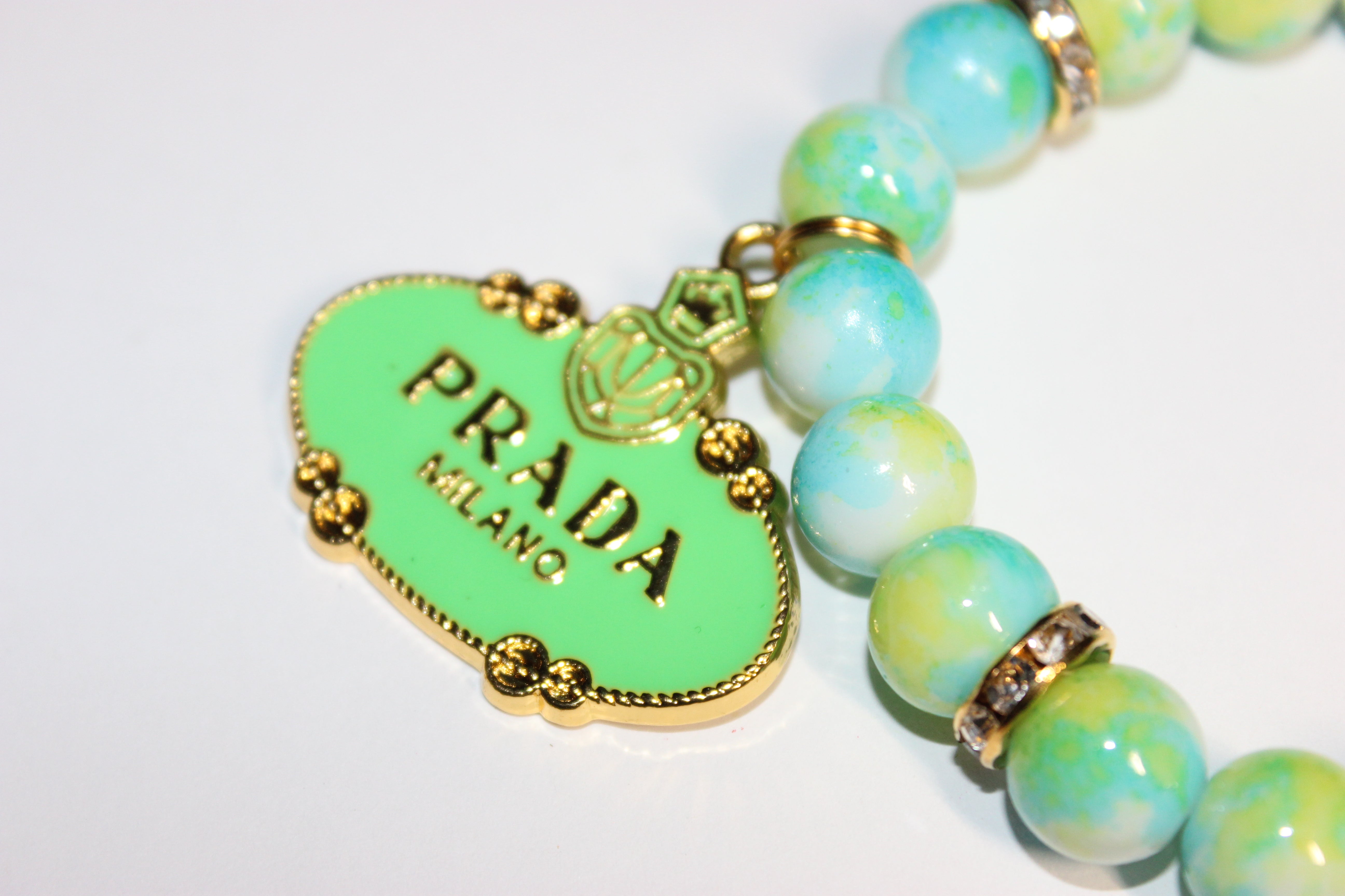 Yellow Green Aquamarine w/ Gold Charm Bracelet (1)