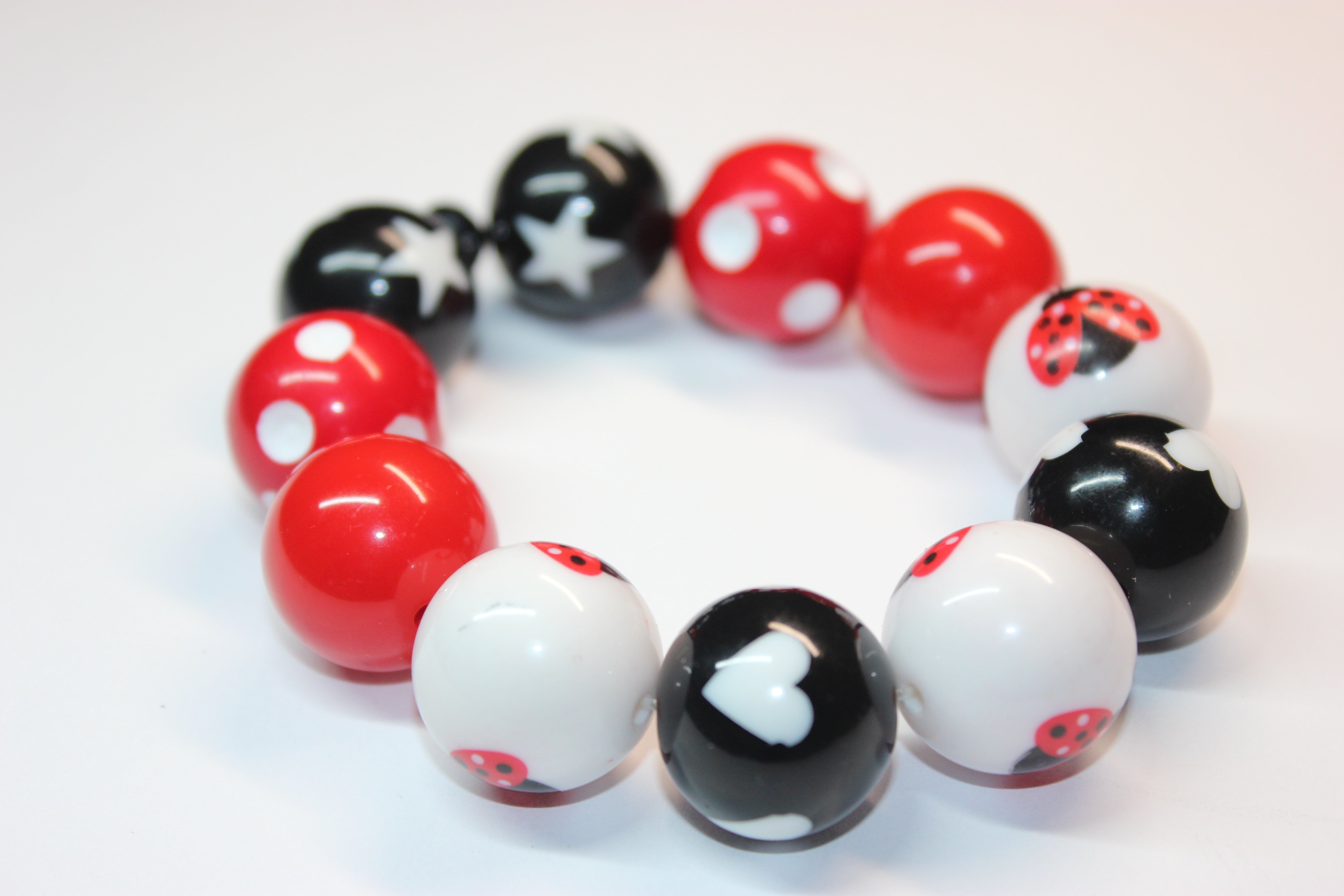 Red White & Black Ladybug Bracelet
