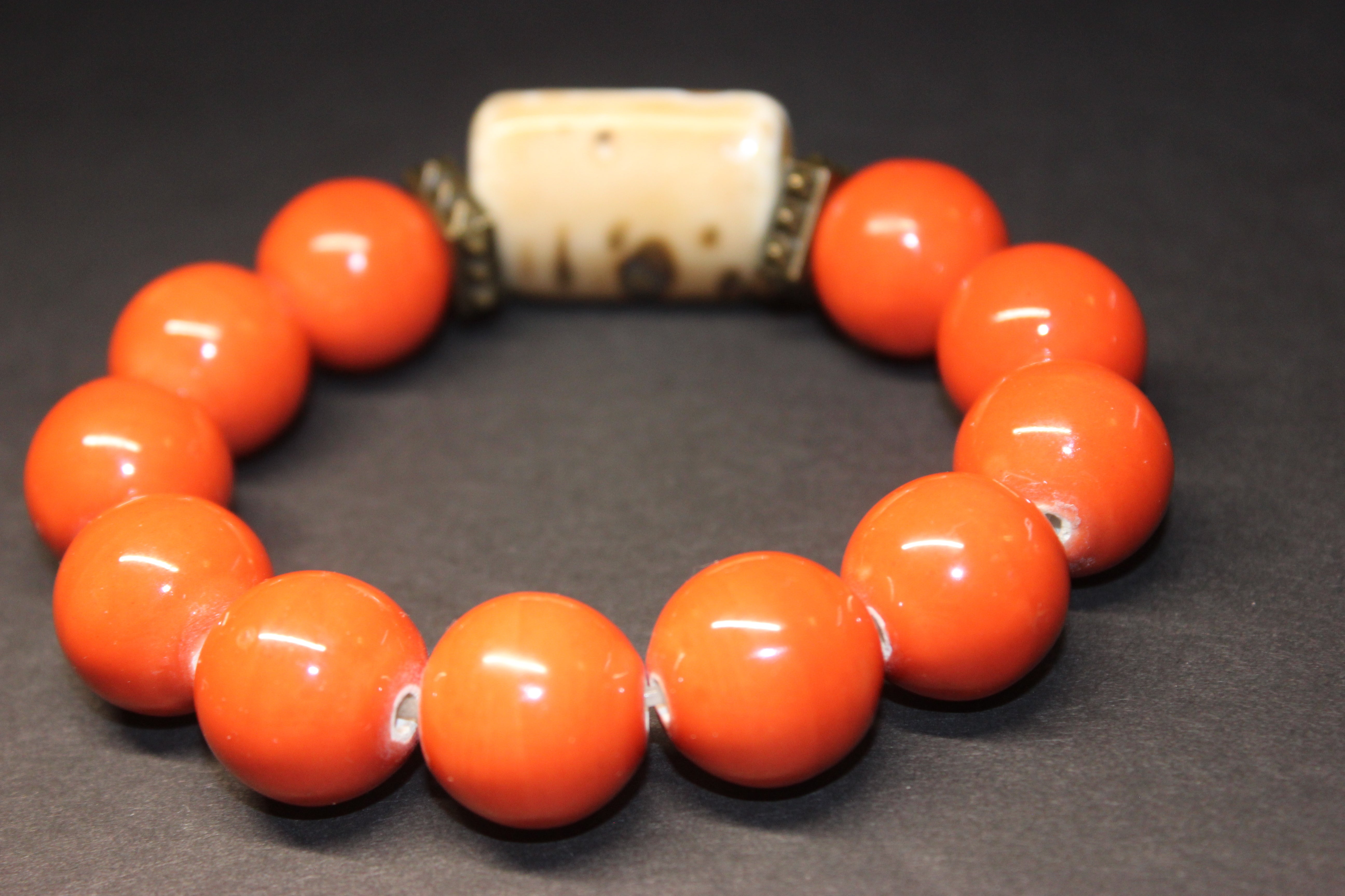Orange & Tan Gemstone Bracelet