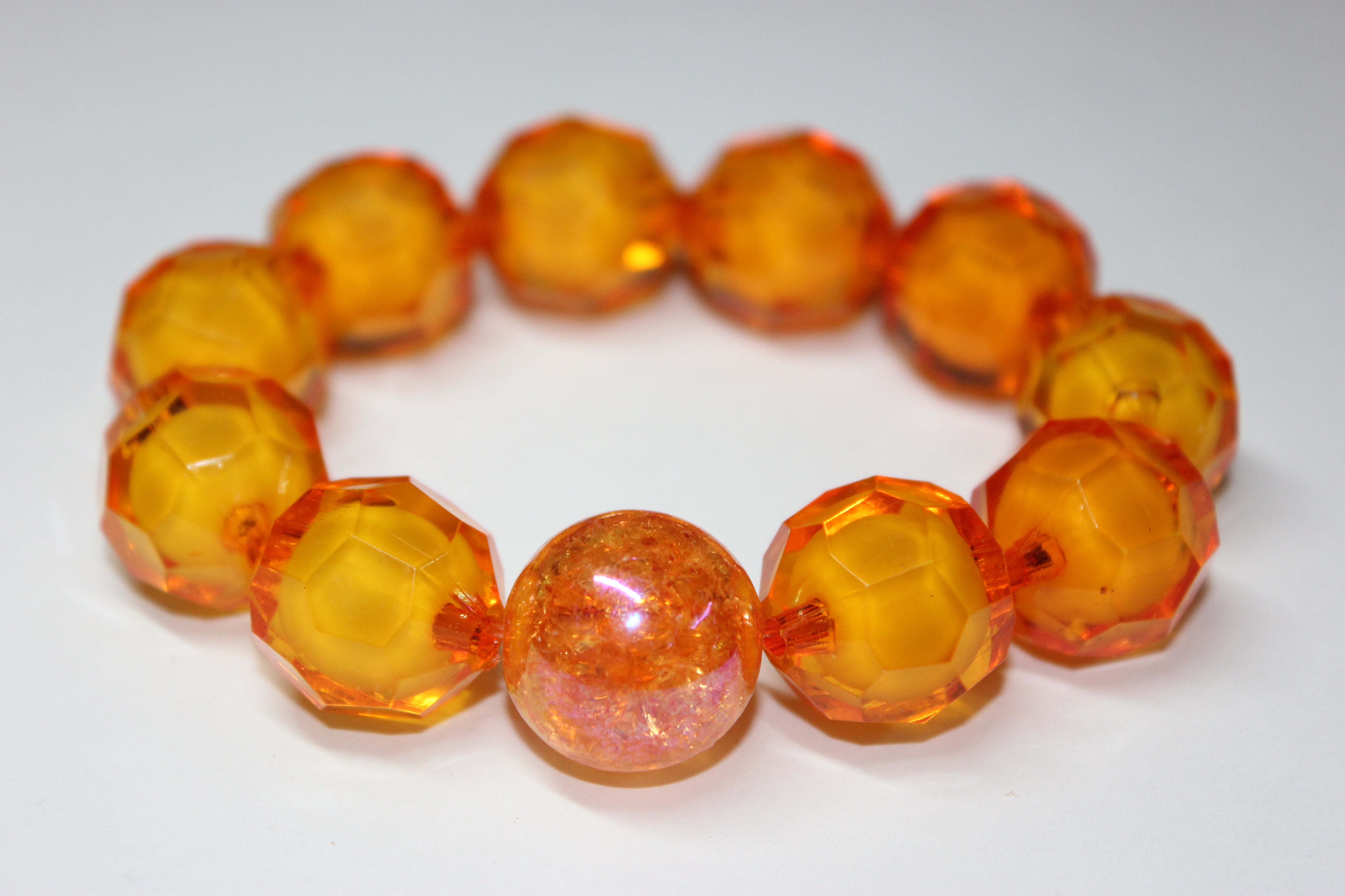 Shades Of Orange Large Faceted Beaded Bracelet