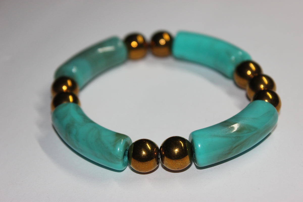 Marble Turquoise & Gold Bracelet