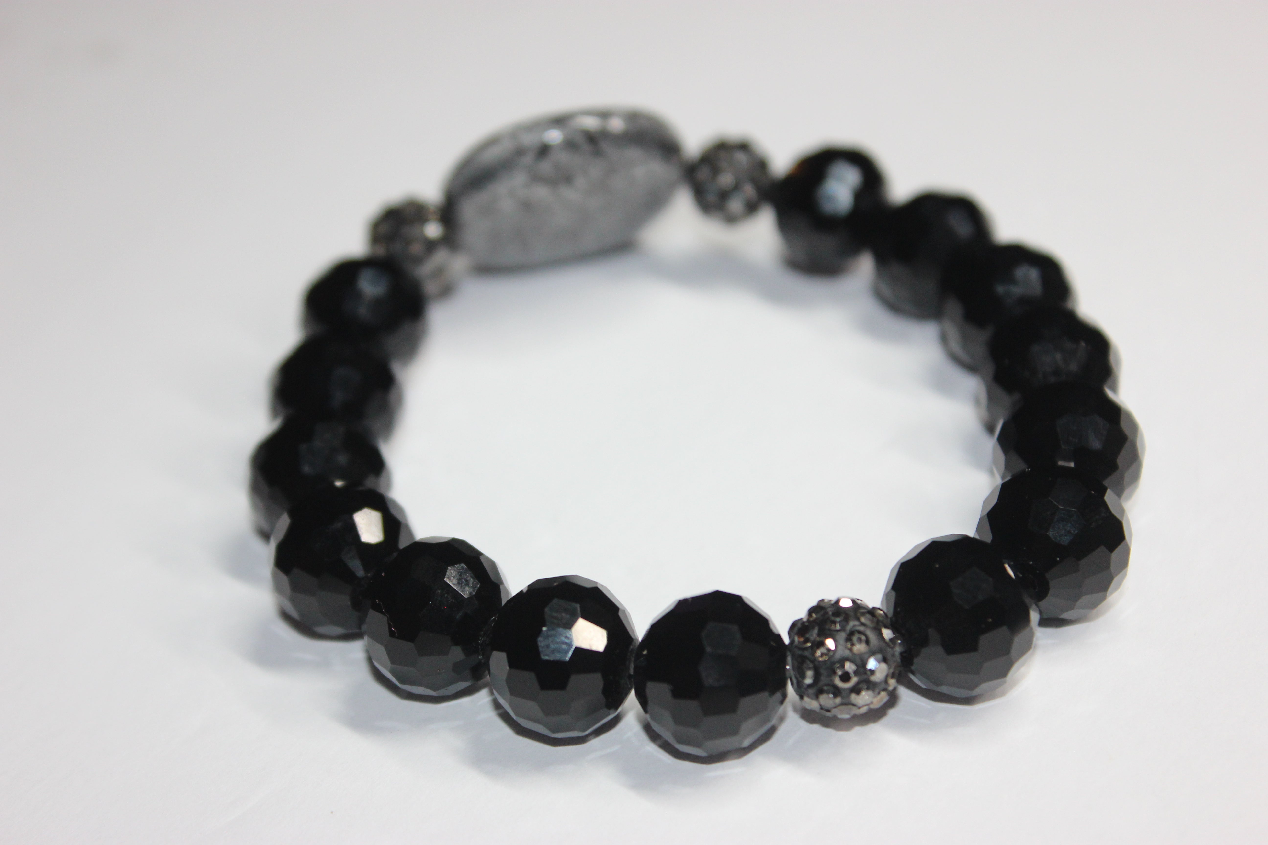 Black Ice & Grey Beaded Bracelet