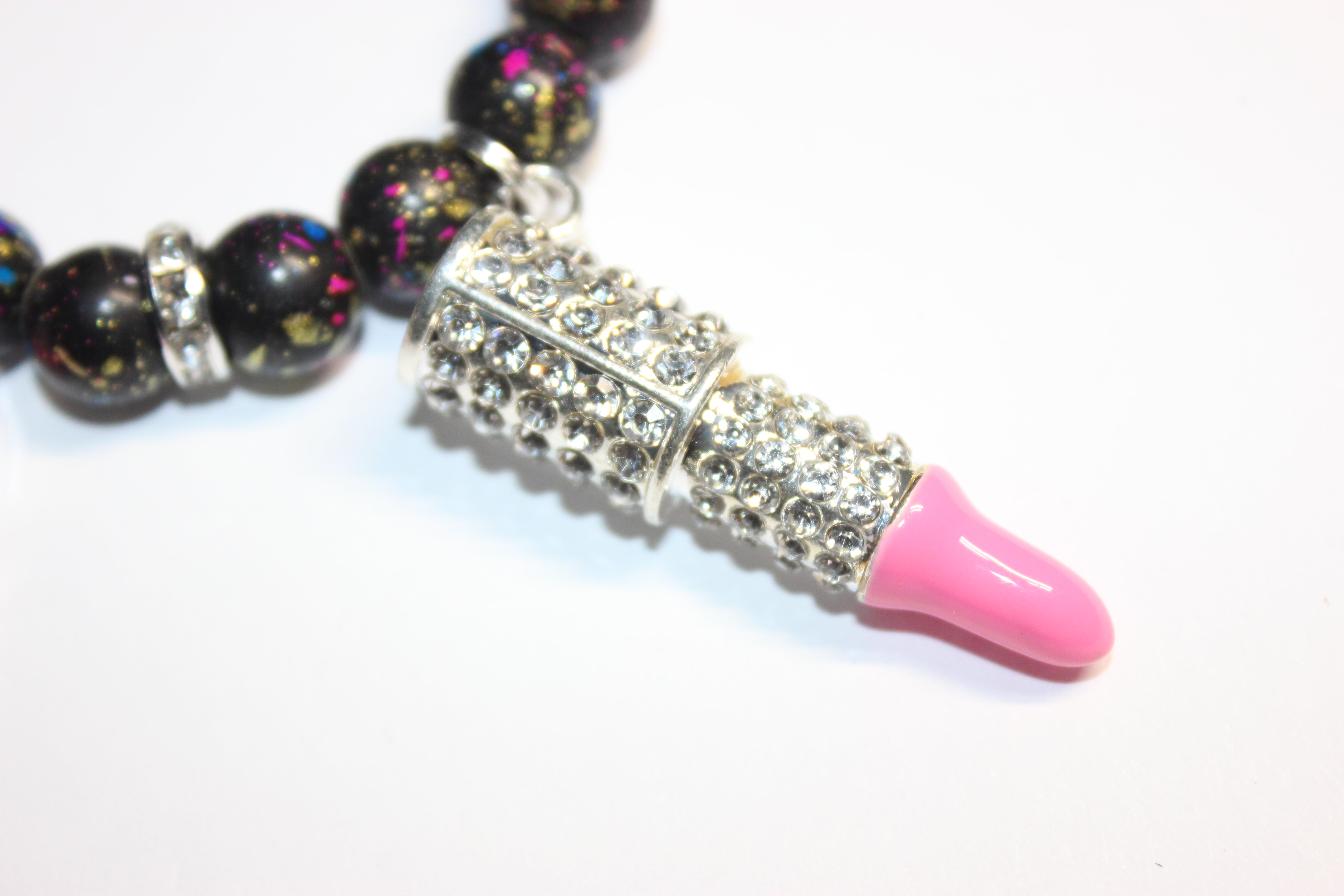 Black Pink & White Charm Bracelet (1)