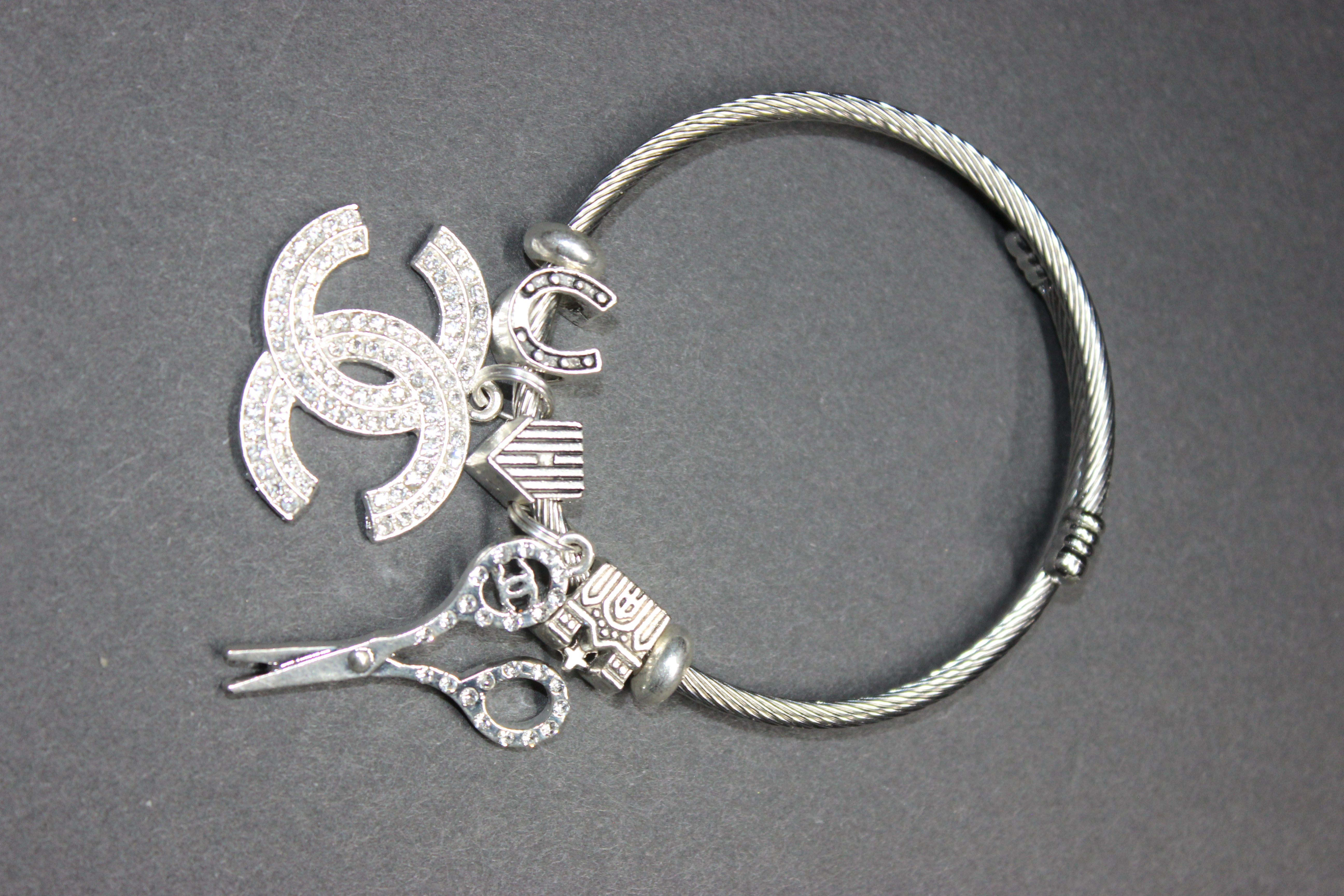 Anesidora Silver Charm Bangle Bracelet